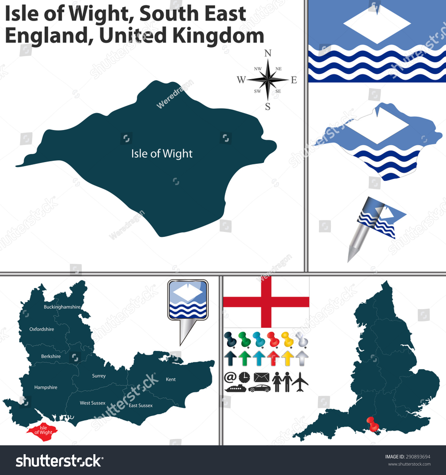 Vector Map Isle Wight South East Stock Vector (Royalty Free) 290893694 ...