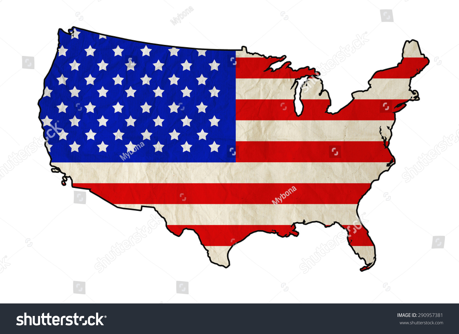 Flag United States America Usa Map Stock Photo 290957381 | Shutterstock