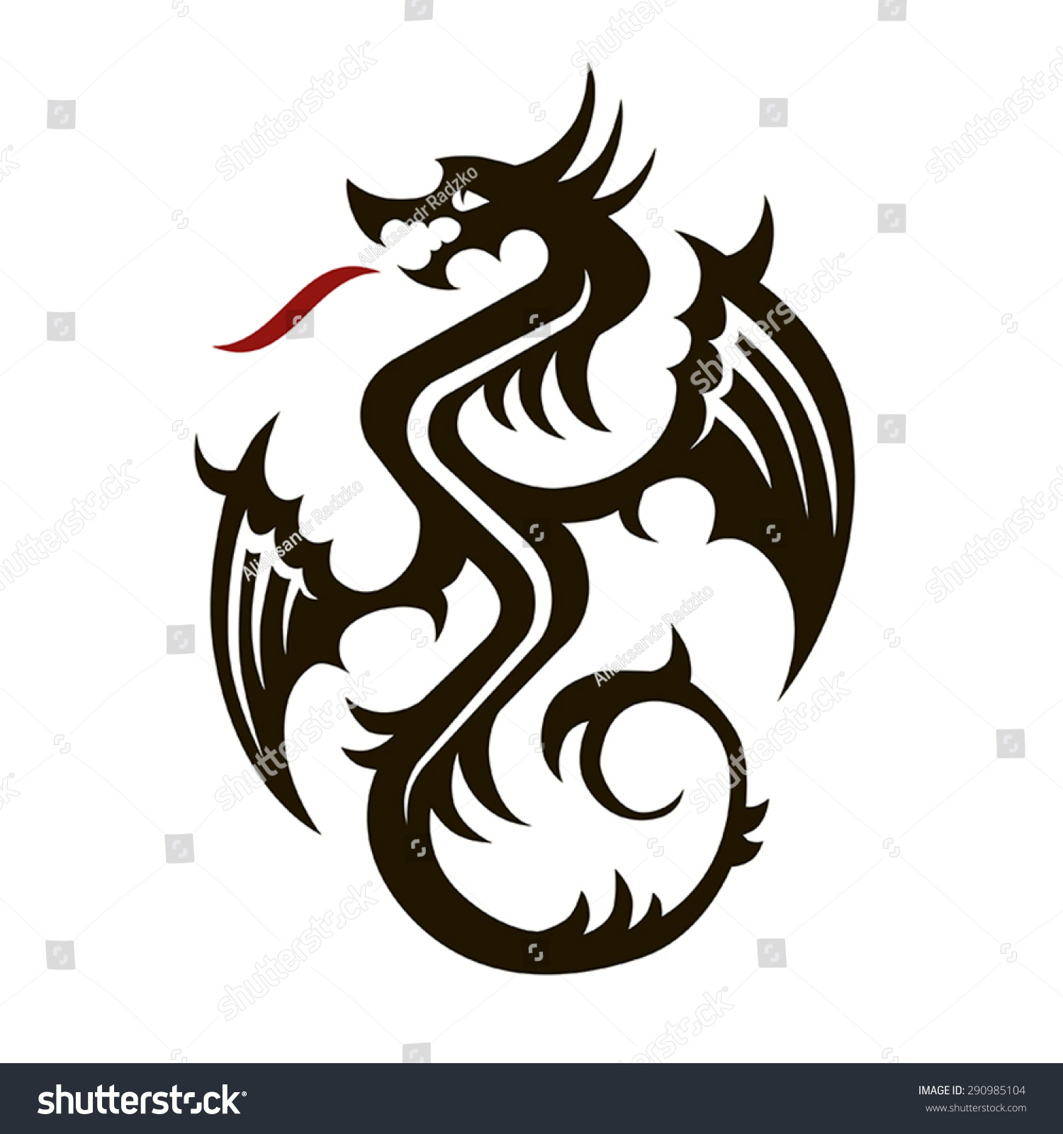 Vector Black Dragon Wings Red Flames Stock Vector (Royalty Free ...