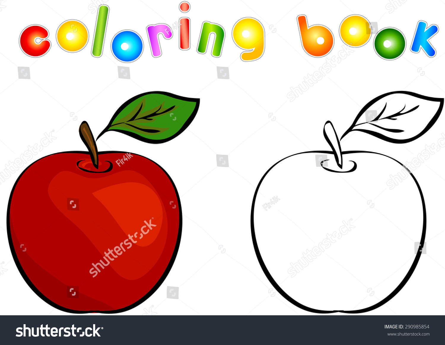 Sweet Red Apple Illustration Children Coloring Stock Illustration ...