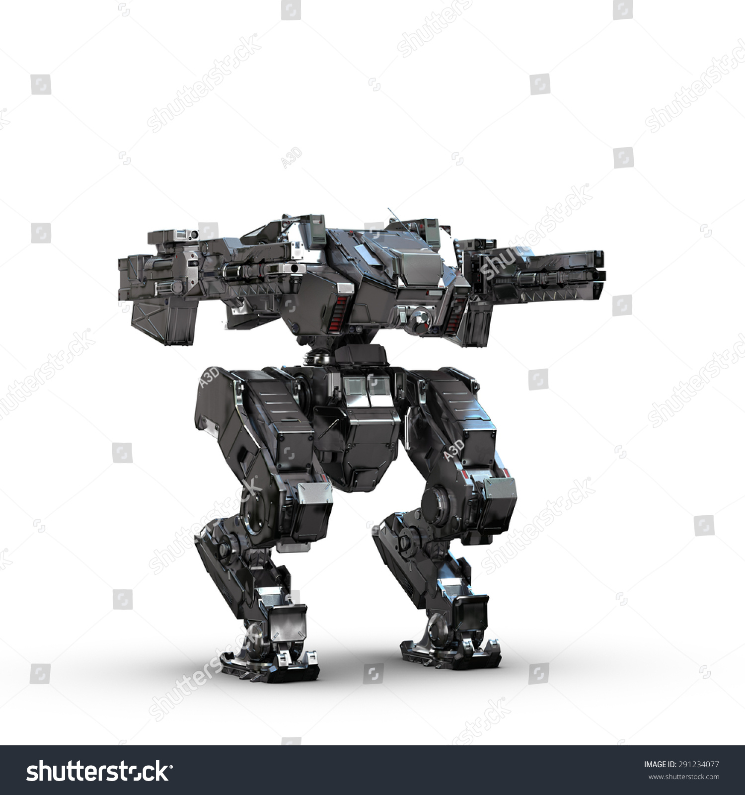 Sci Fi Military Metallic Robot On Stock Illustration 291234077 ...