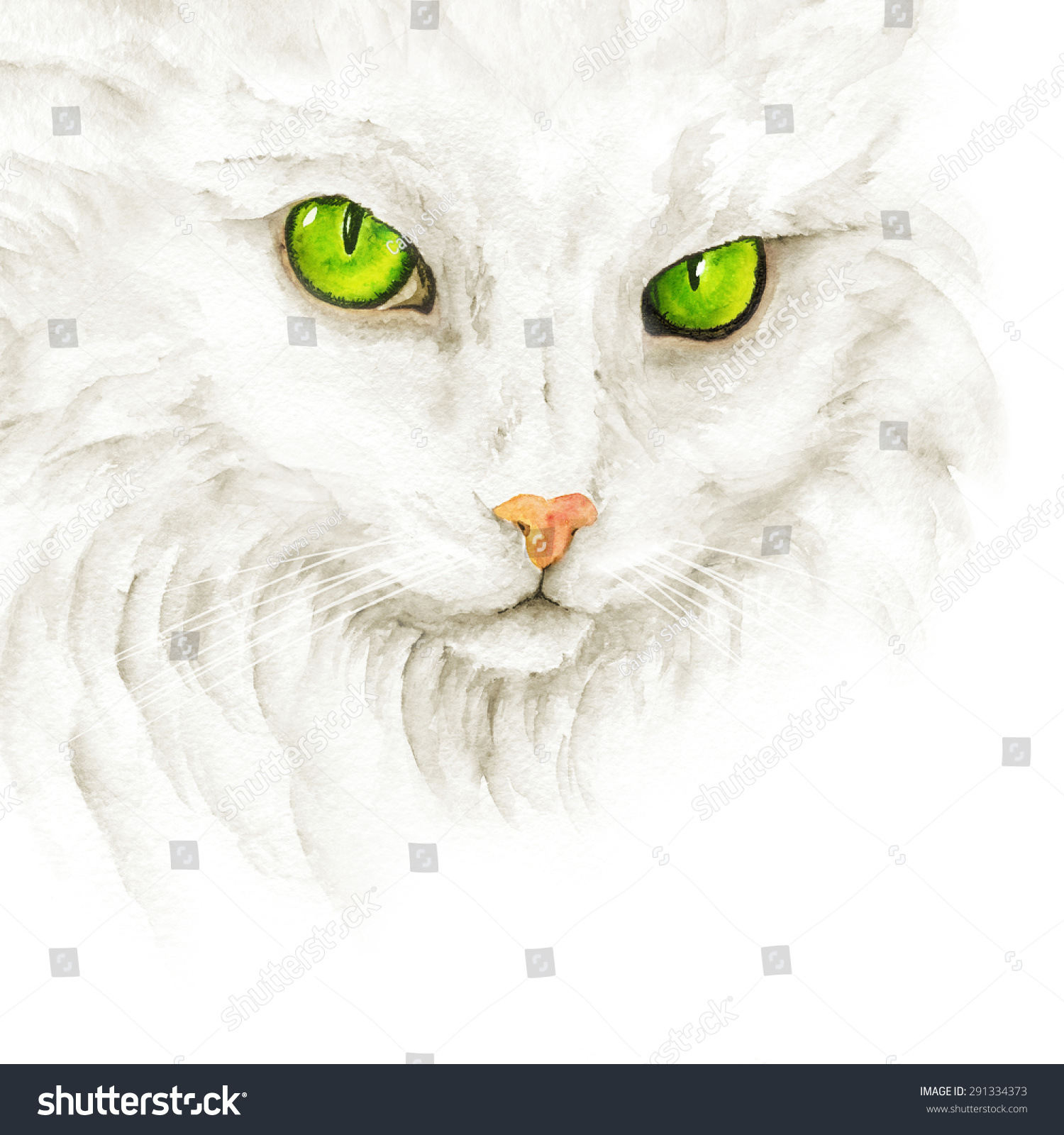 Белый кот с голубыми глазами арт