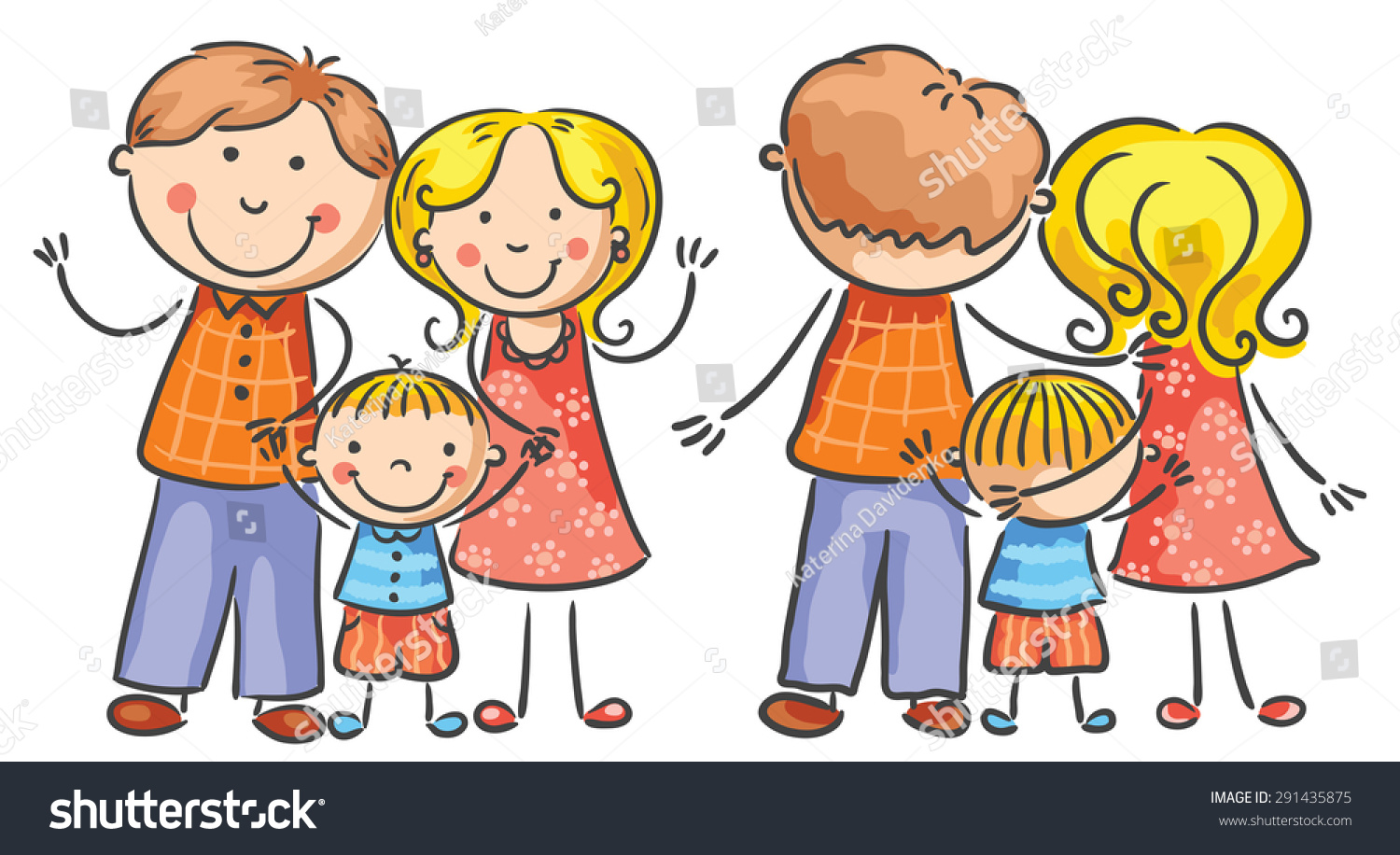 Рисунок семьи с мальчиком и девочкой