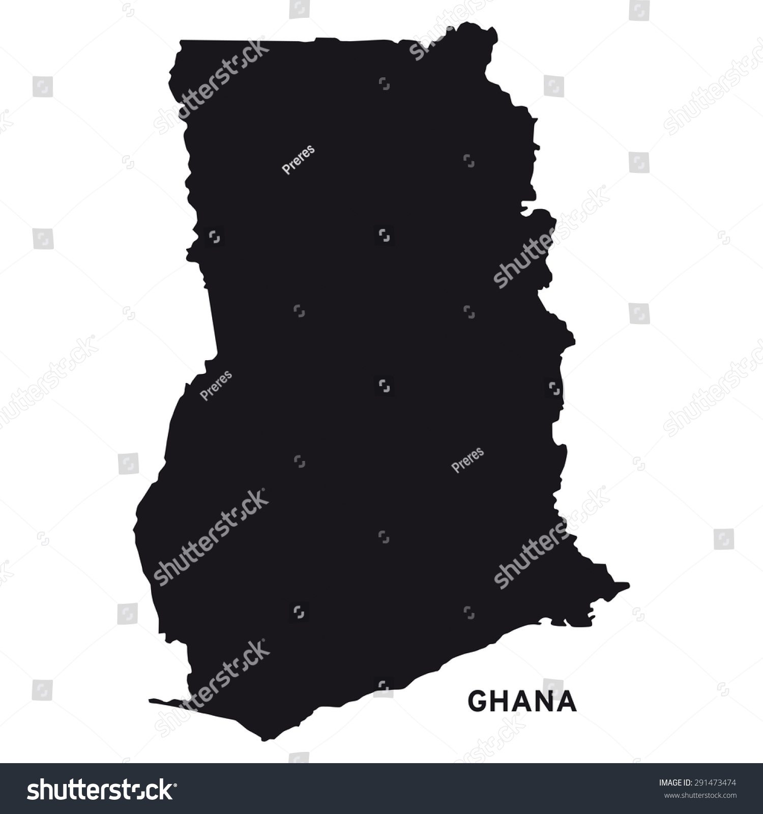 Ghana Map Vector Stock Vector (Royalty Free) 291473474 | Shutterstock