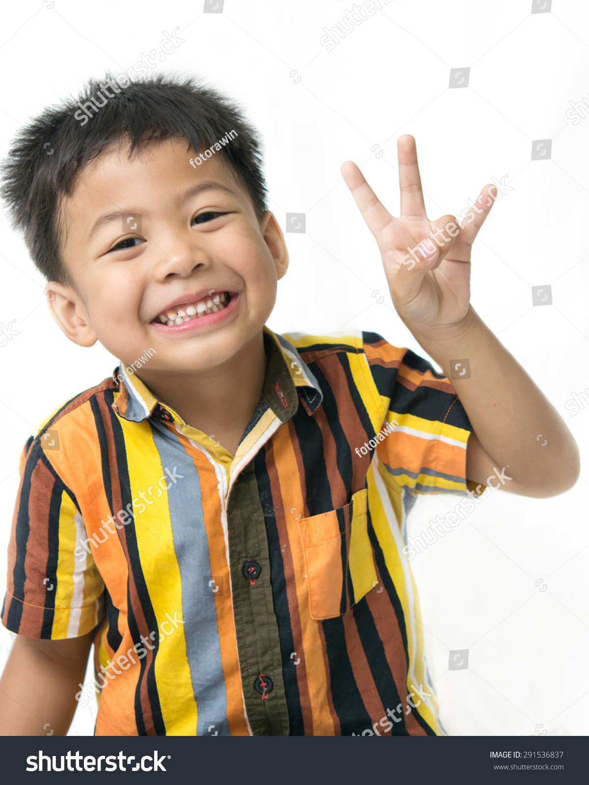 Asian Boy Present Sign Language Hand Stock Photo 291536837 | Shutterstock