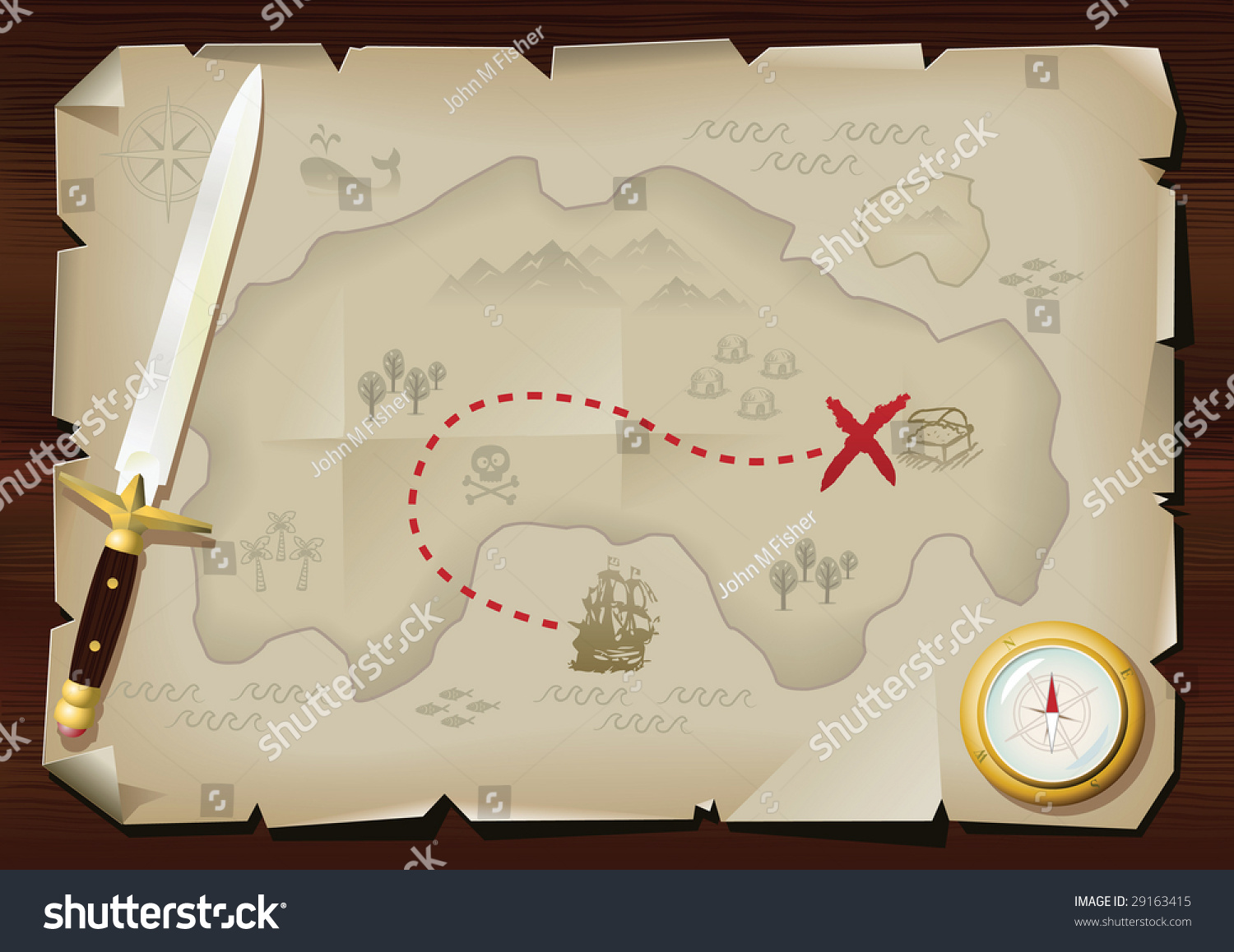 Fun Style Pirates Treasure Map Stock Illustration 29163415 | Shutterstock