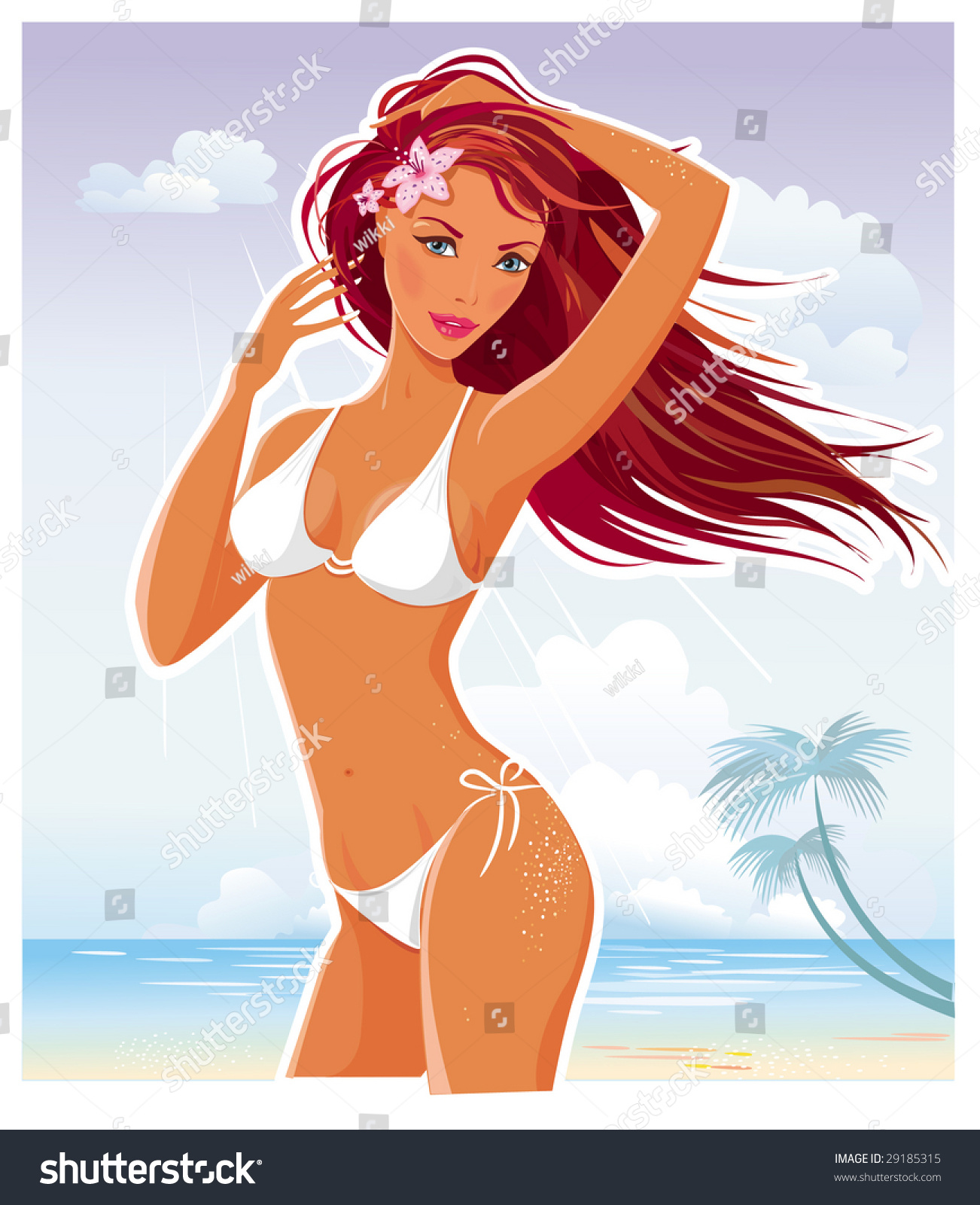 Beautiful Sexy Woman On Beach Stock Vector Royalty Free Shutterstock