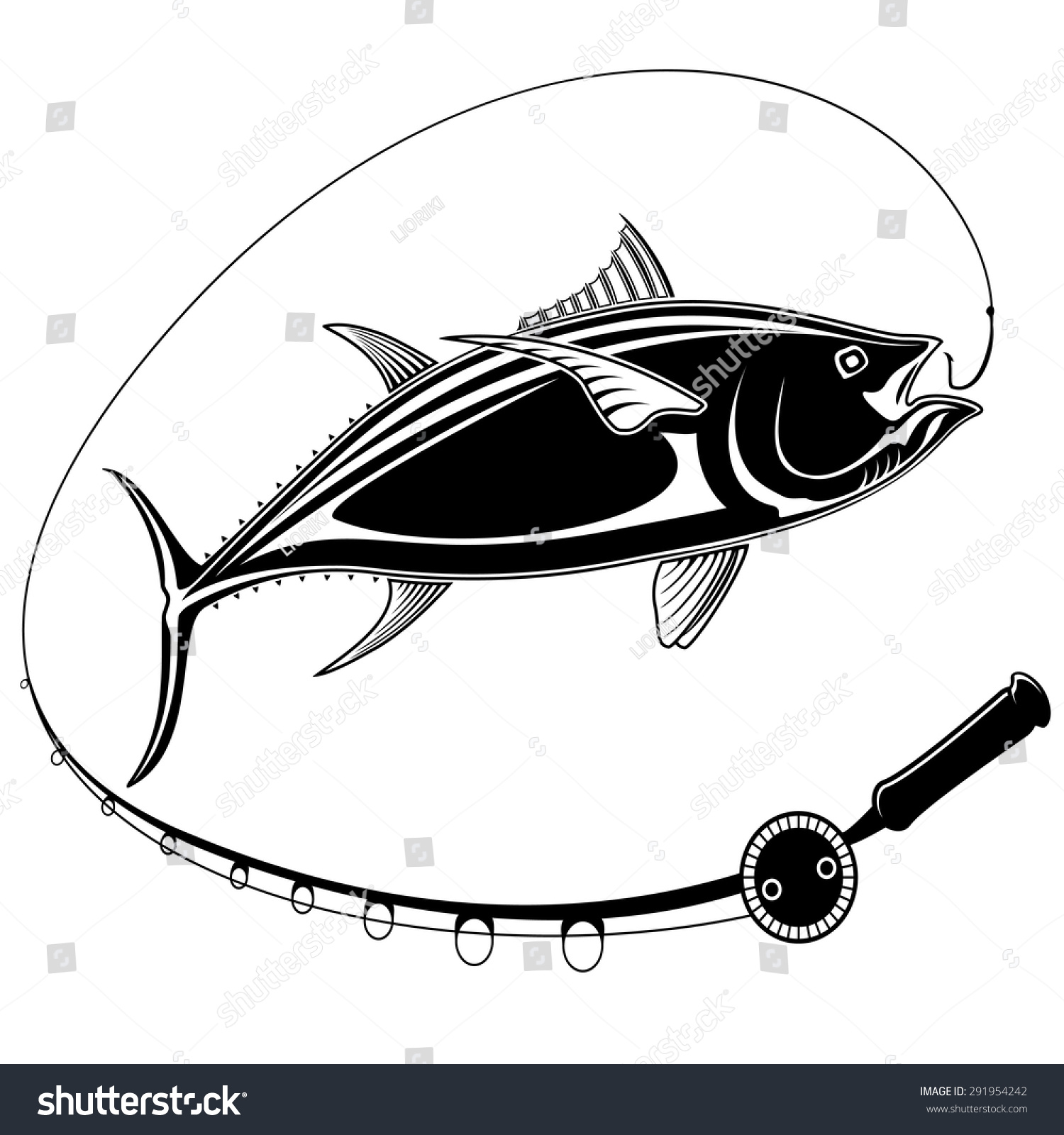 Рыба на удочке вектор