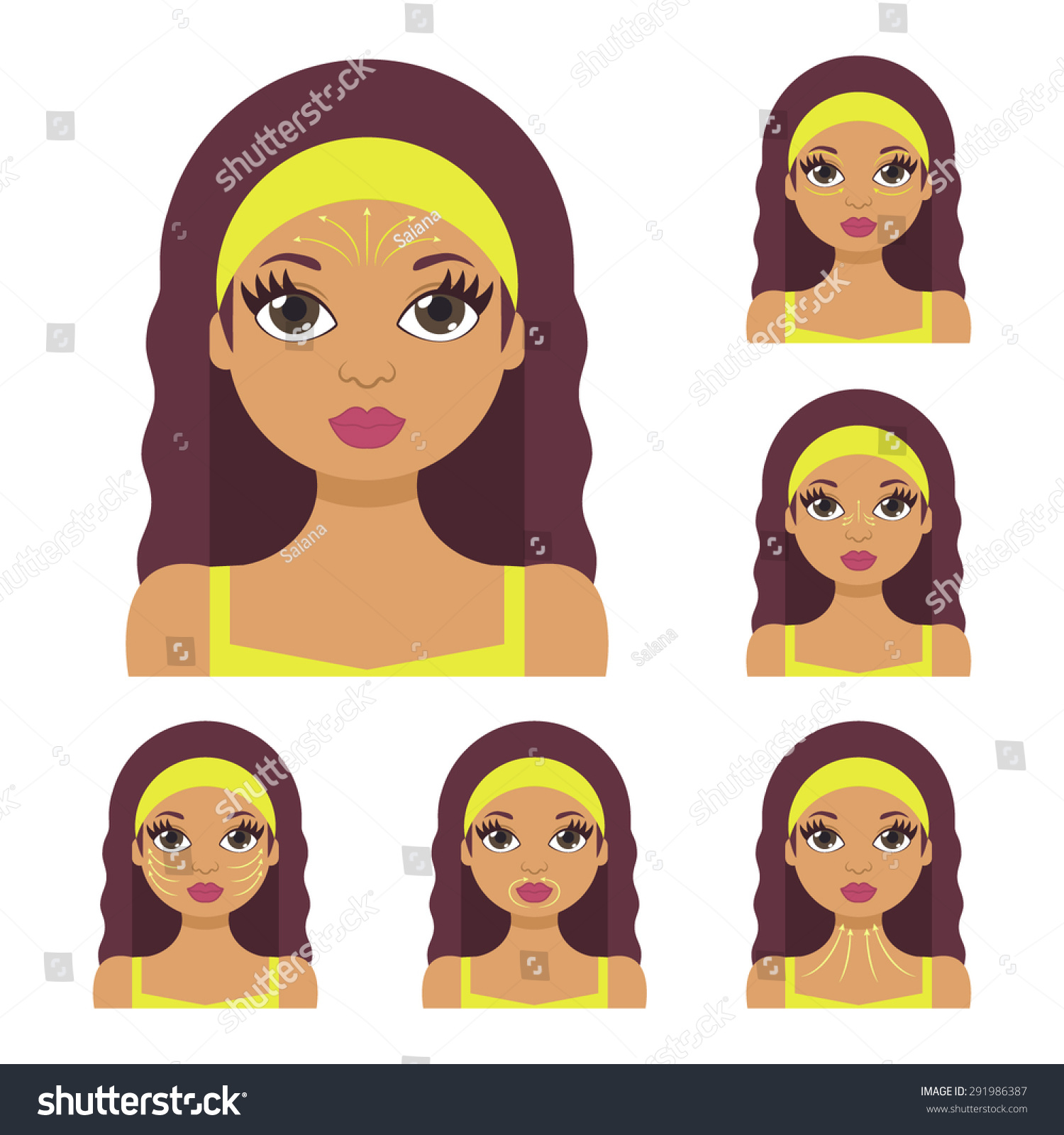 Vector Flat Illustration Face Massage Instruction Stock Vector Royalty