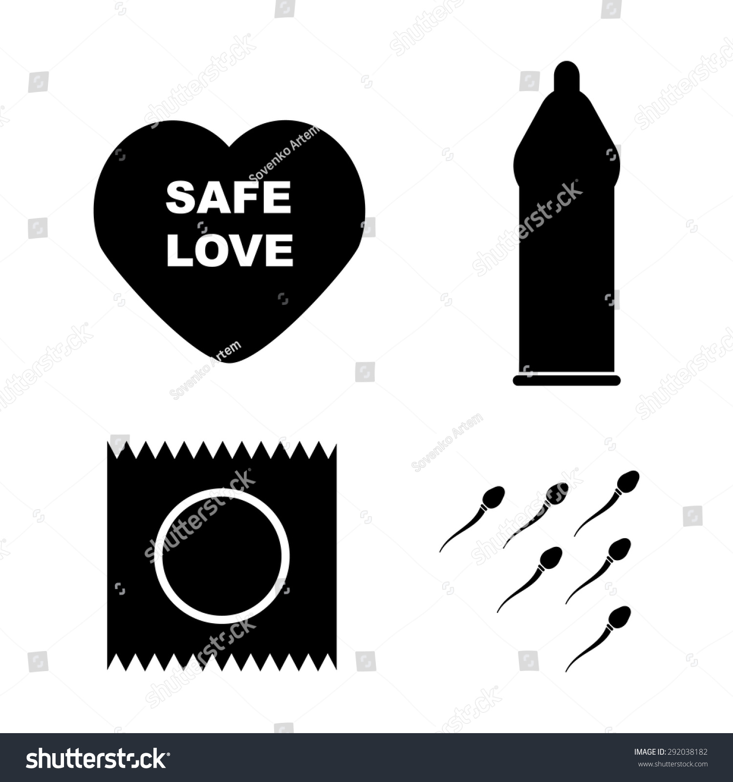 Safe Sex Love Icons Condom Package Stock Vector Royalty Free 292038182 Shutterstock 6495