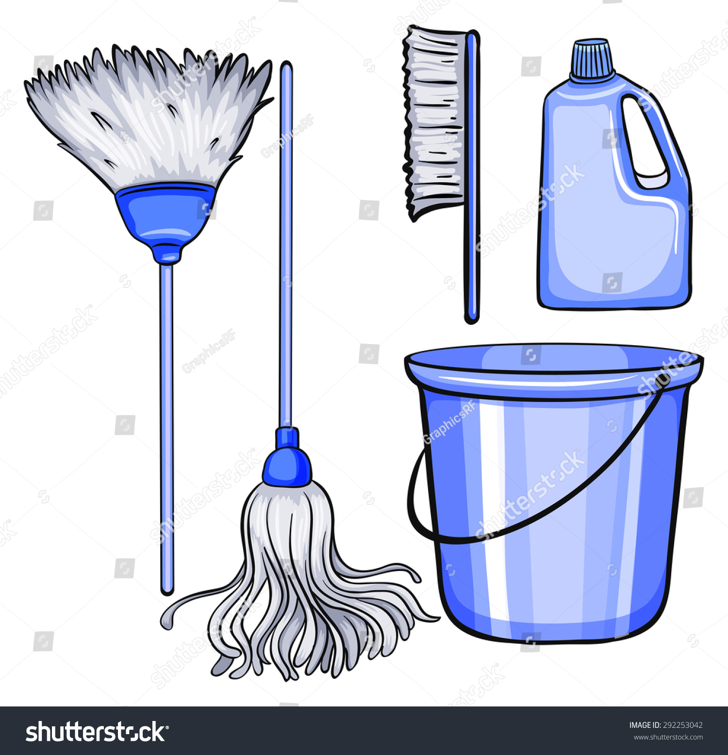 different-kind-cleaning-tools-stock-vector-royalty-free-292253042