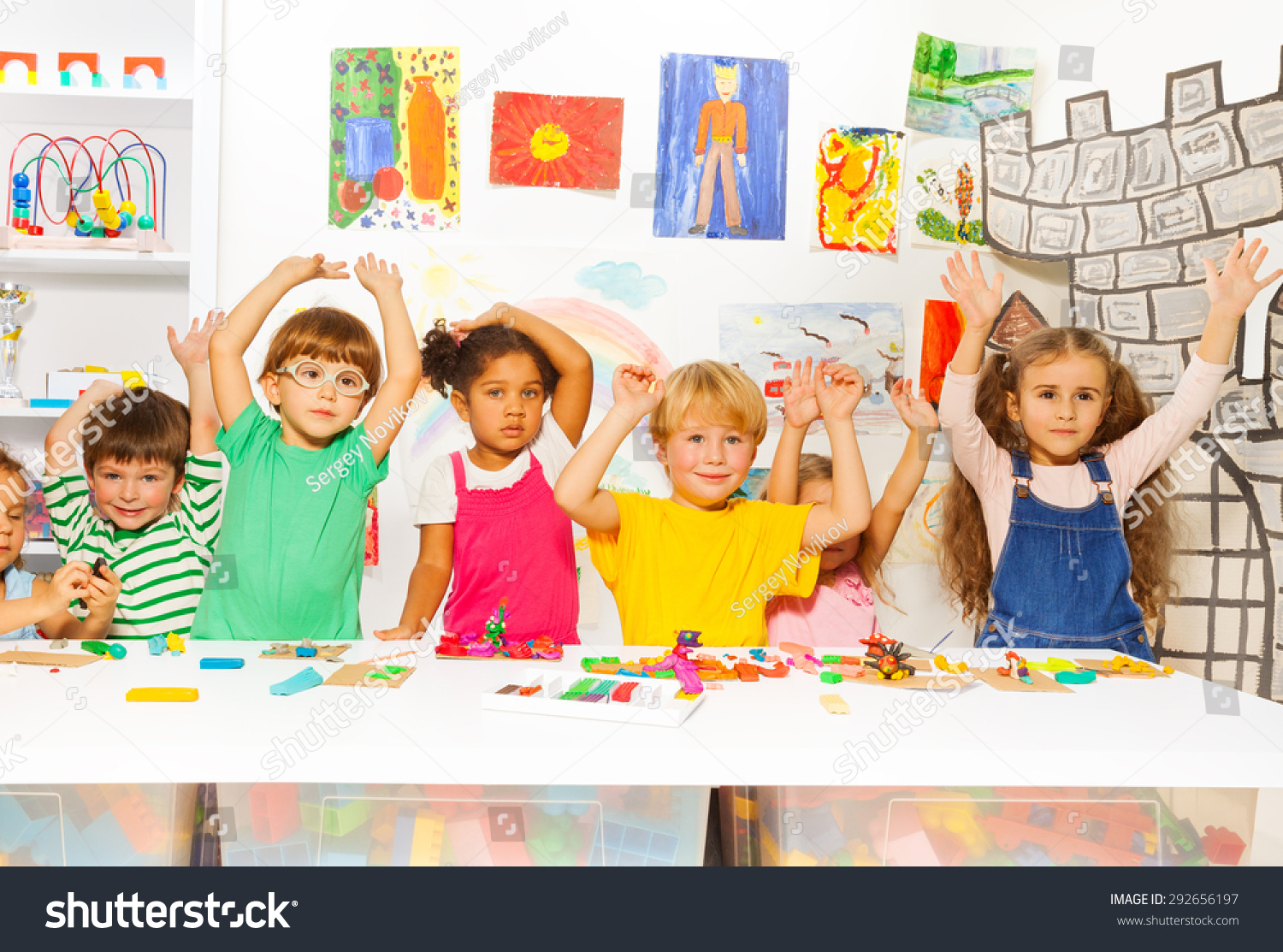 Large Group Happy Diverse Looking Preschool Stock Photo 292656197 ...