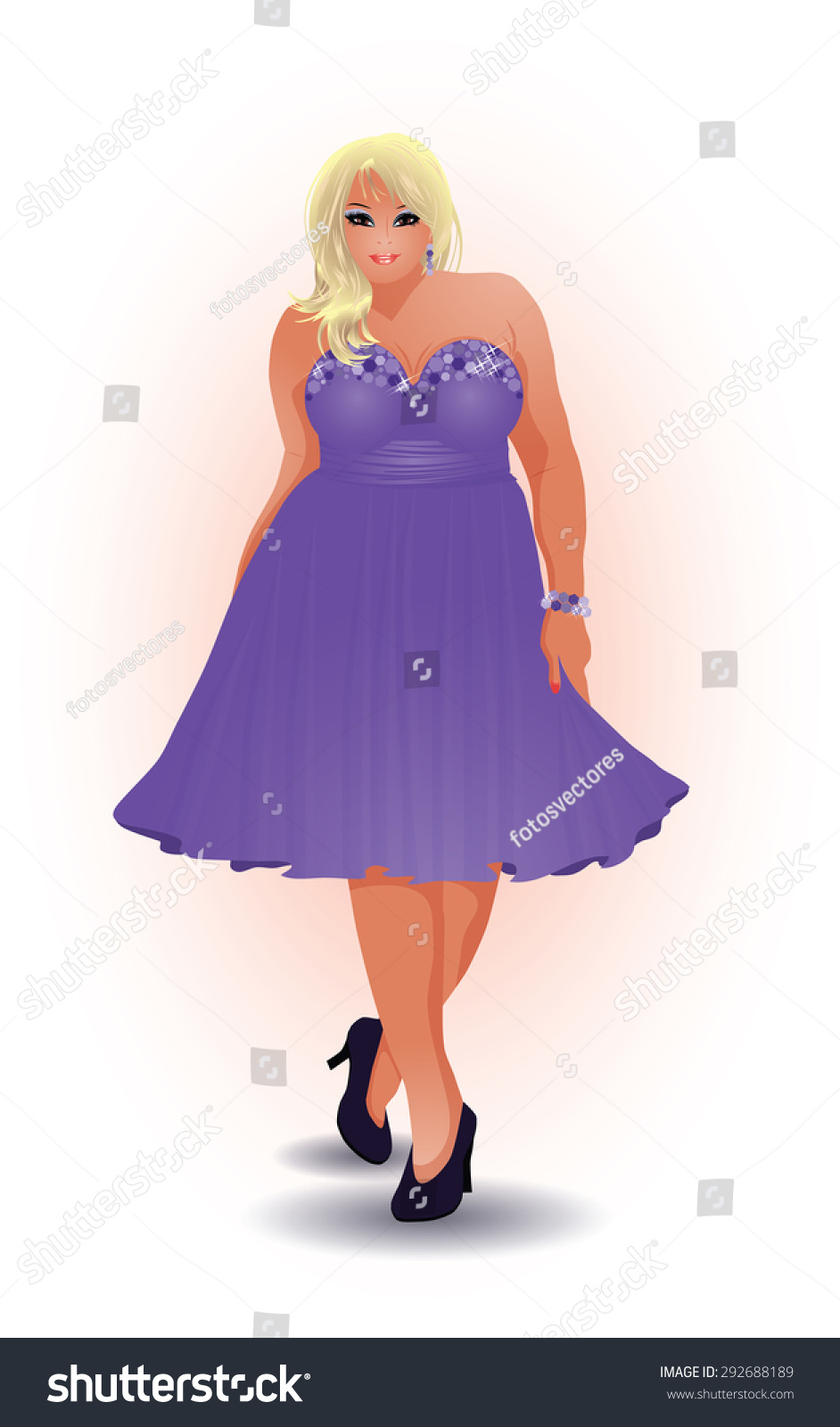 Plus Size Shopping Woman Vector Illustration Stock Vector Royalty Free