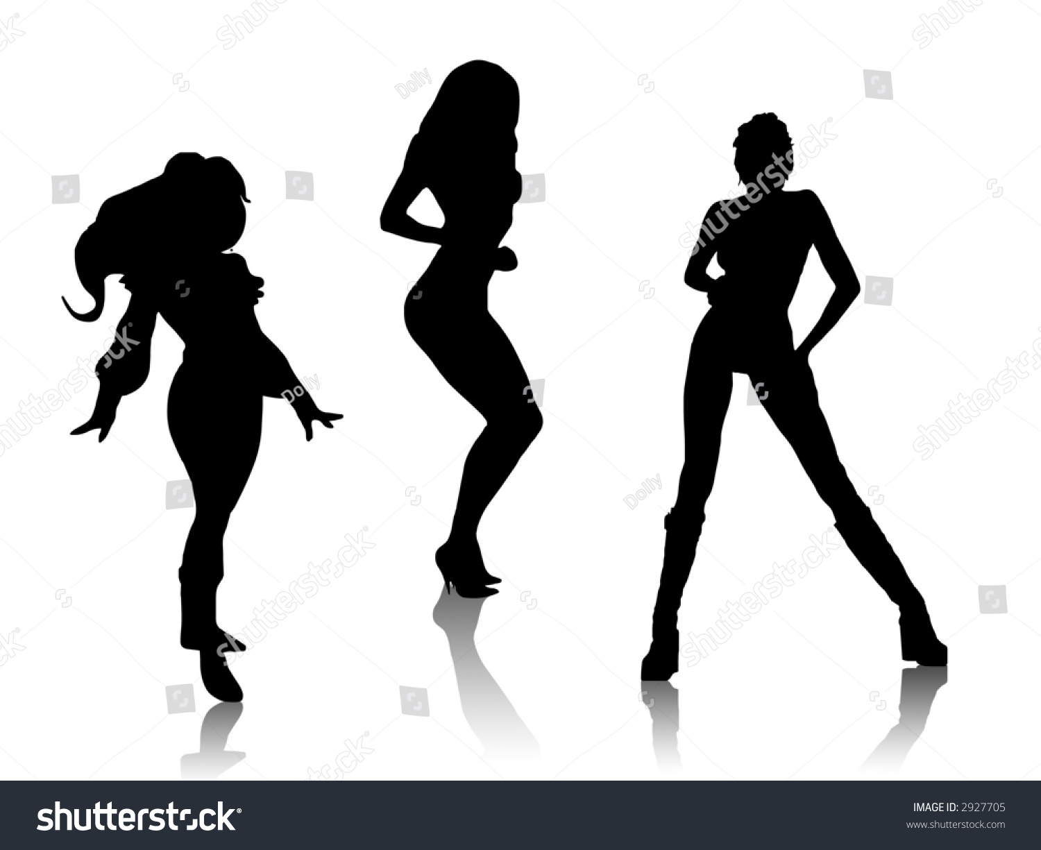 Three Black Sexy Girls Silhouettes Stock Illustration 2927705 ...