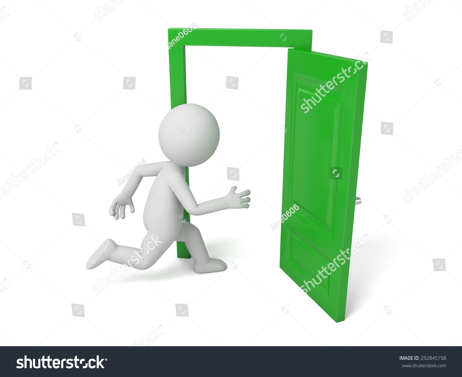 3d People Running Into Door 3d Stock Illustration 292845158 | Shutterstock