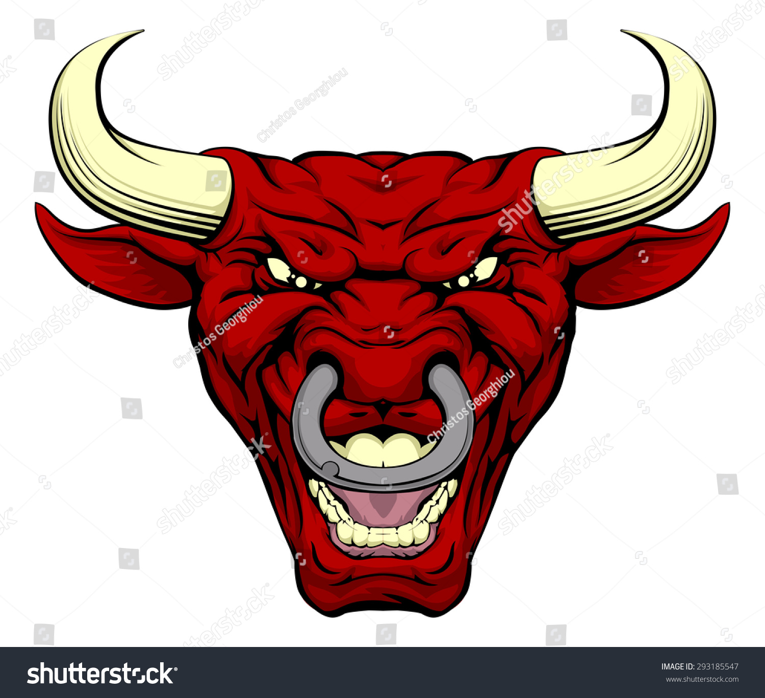 Illustration Cartoon Tough Red Bull Character Stock Vector (Royalty ...