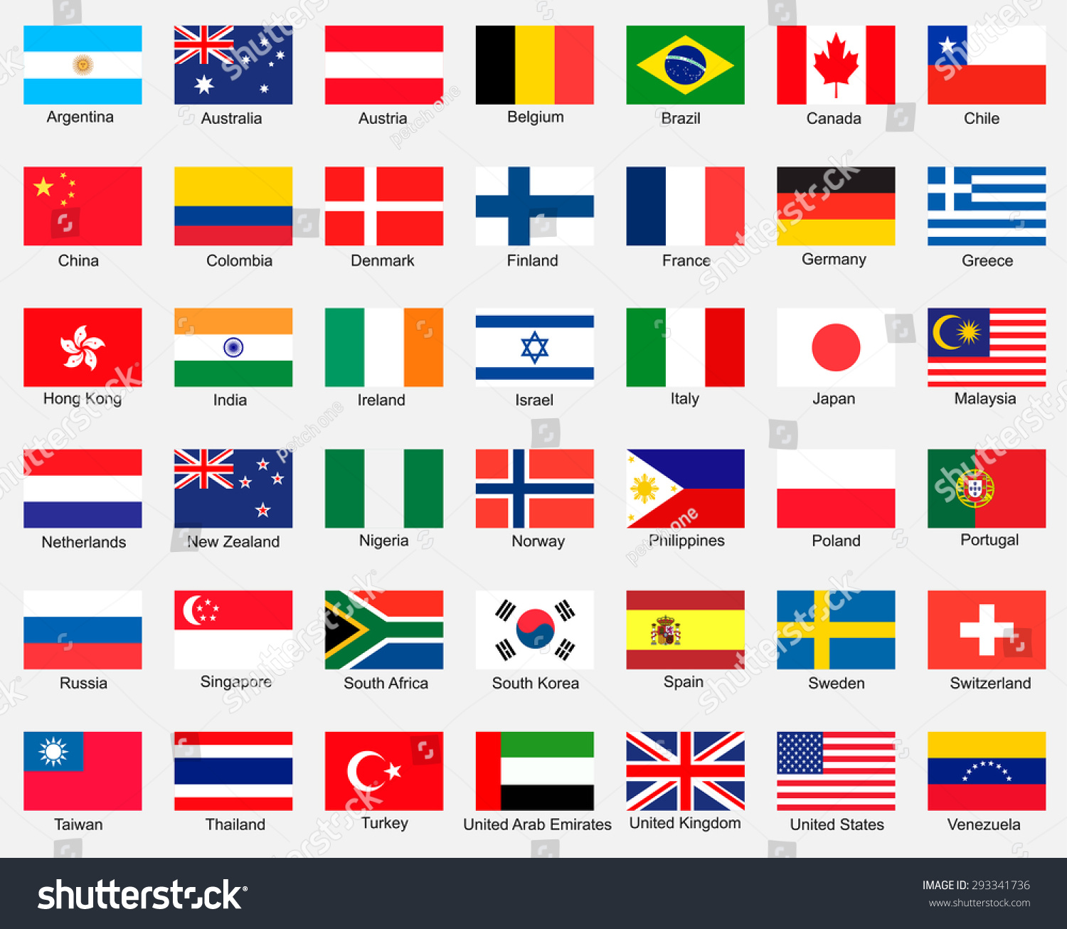 Collection Flags Vector Design Stock Vector (Royalty Free) 293341736 ...