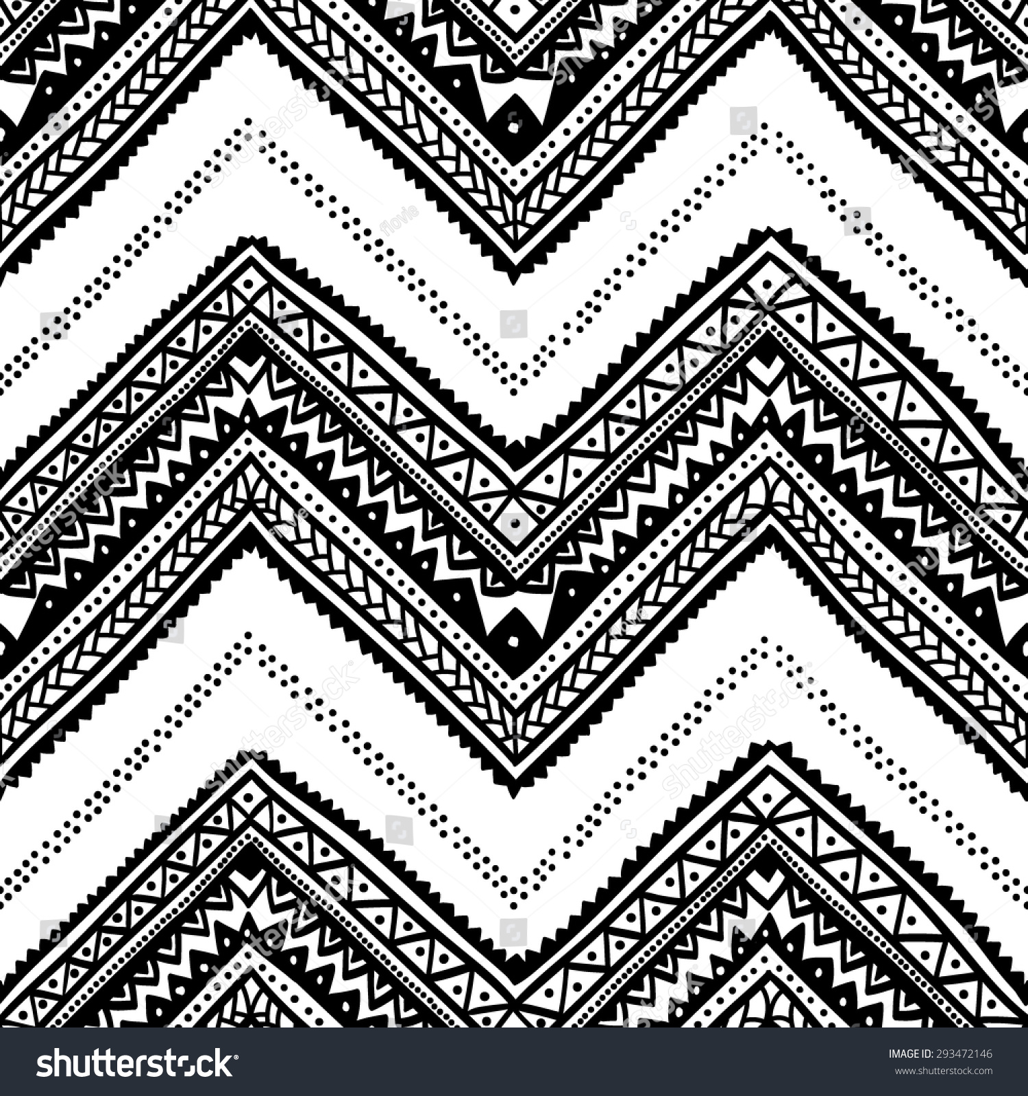 Seamless Ethnic Pattern Drawn By Hand Stock Vector (Royalty Free ...