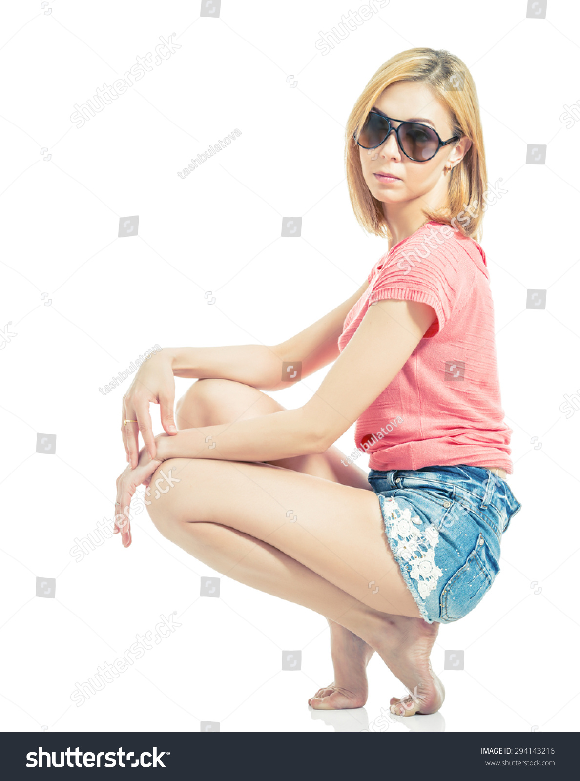 Model Squatting Stock Photo Shutterstock