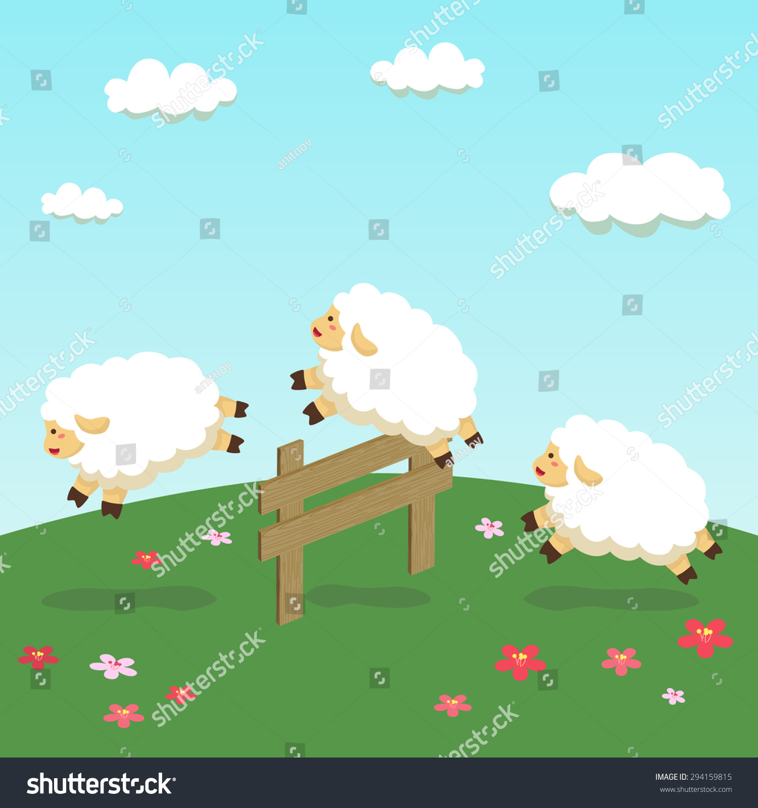 Counting Sheep Field Background Stock Vector (Royalty Free) 294159815 ...