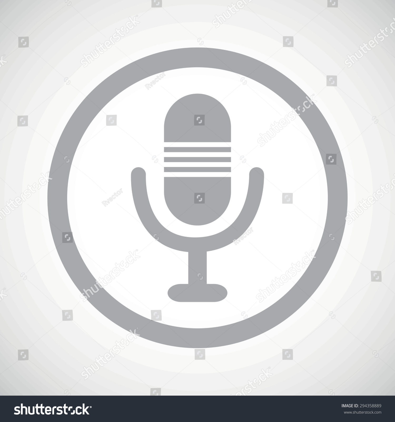 Grey Image Microphone Circle On White Stock Illustration 294358889 