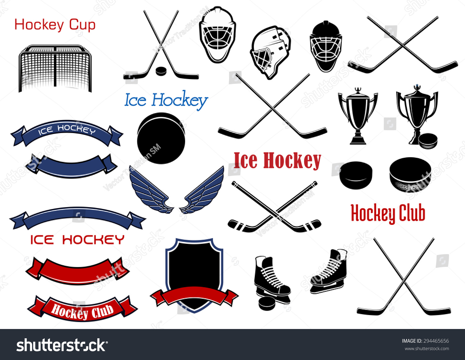 Ice Hockey Heraldic Symbols Emblems Design Stock Vector Royalty Free