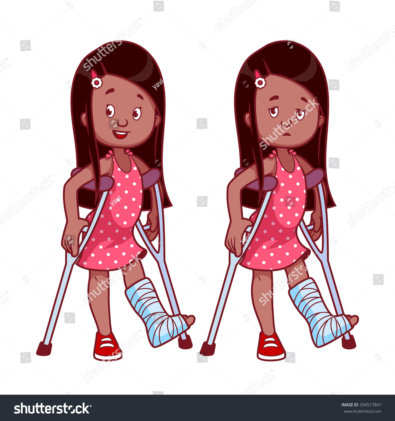 Cheerful Sad Girl Broken Leg Cast Stock Vector Royalty Free 294517841