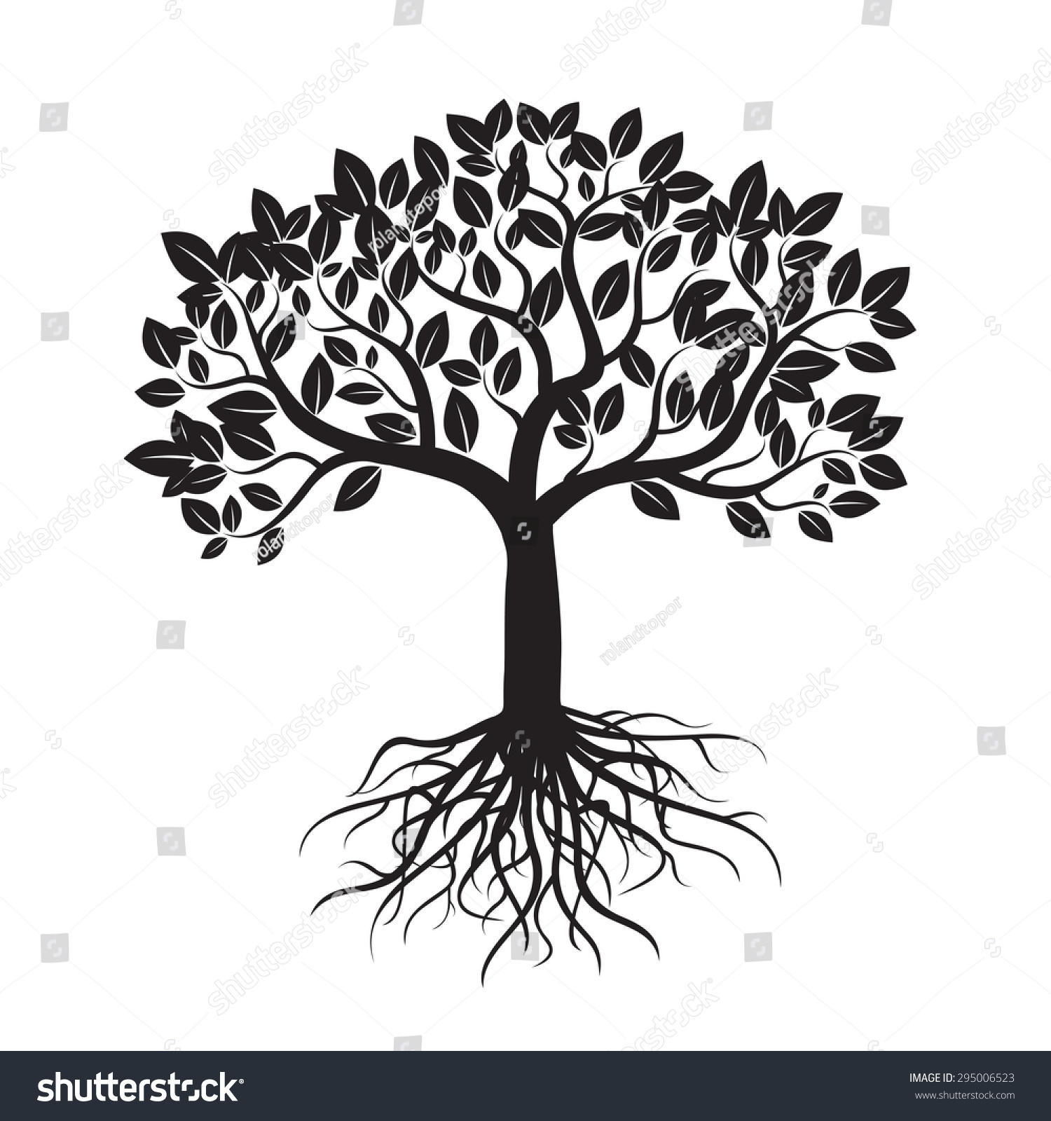 Tree Roots Leafs Vector Image Stock Vector (Royalty Free) 295006523 ...