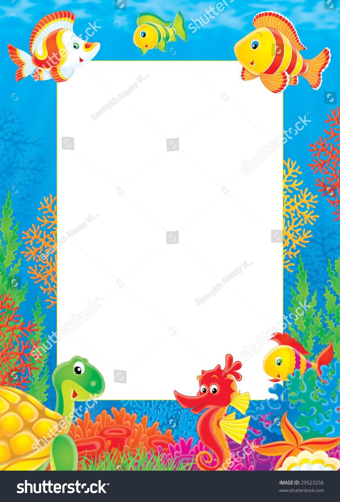 Border Tropical Fishes Corals Stock Illustration 29523256 | Shutterstock