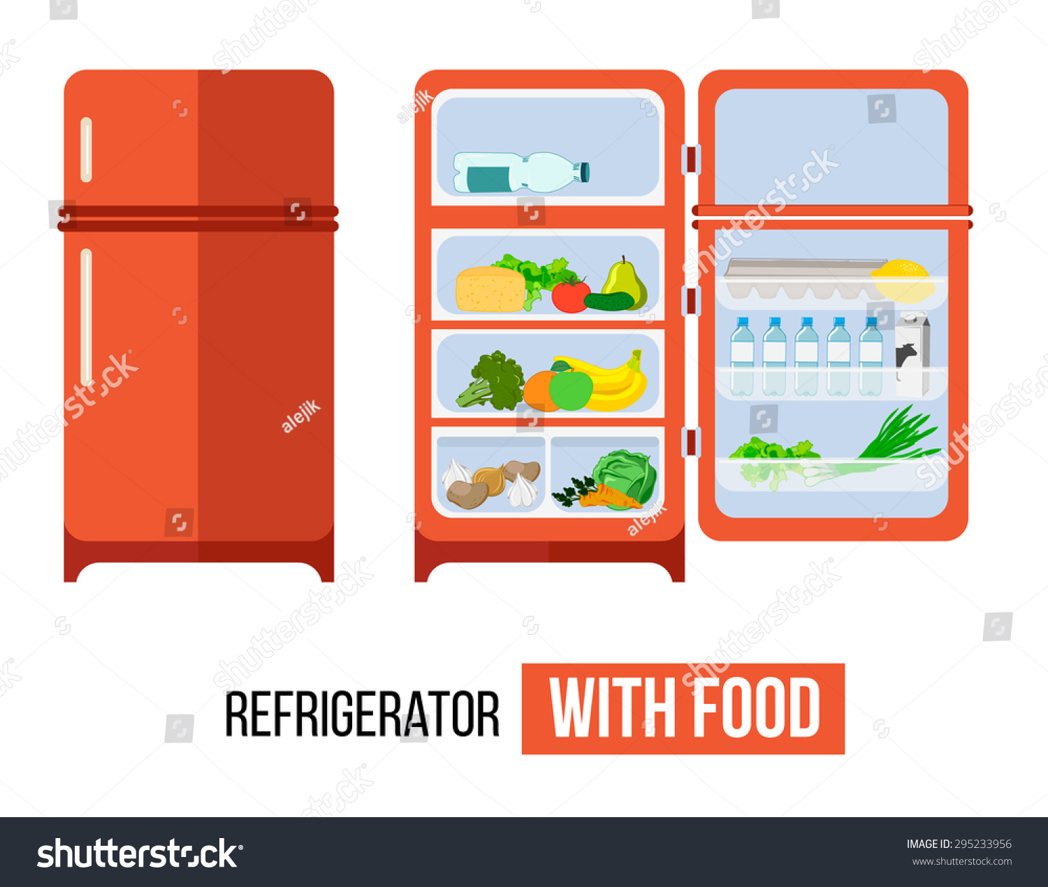 Мультяшный открытый и закрытый холодильник