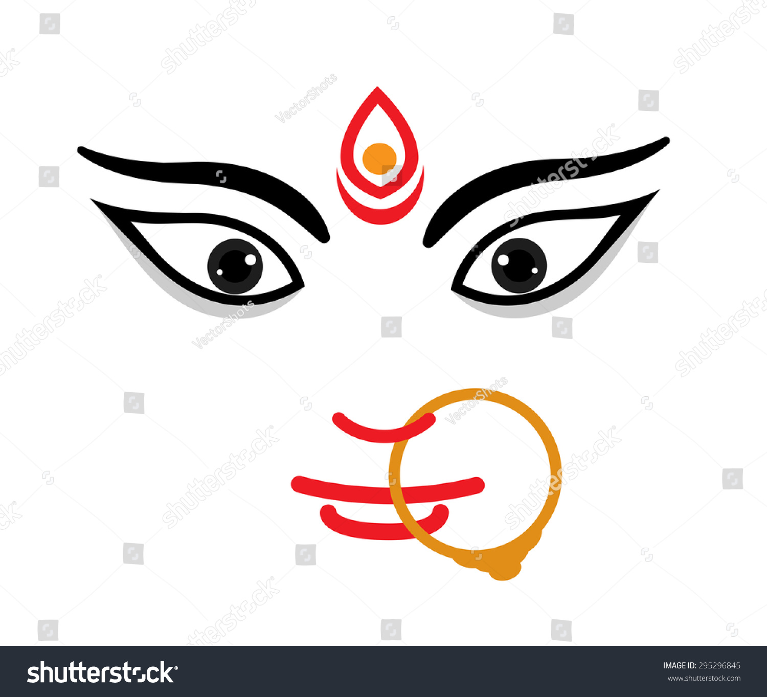 Maa Durga Face Expression Mythological Hindu Stock Vector (Royalty Free ...