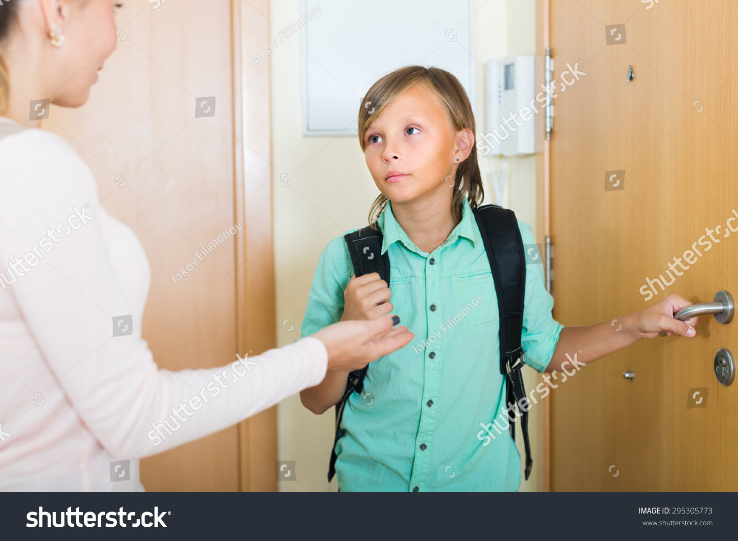 Optimistic Mature Woman Lecturing Boy
