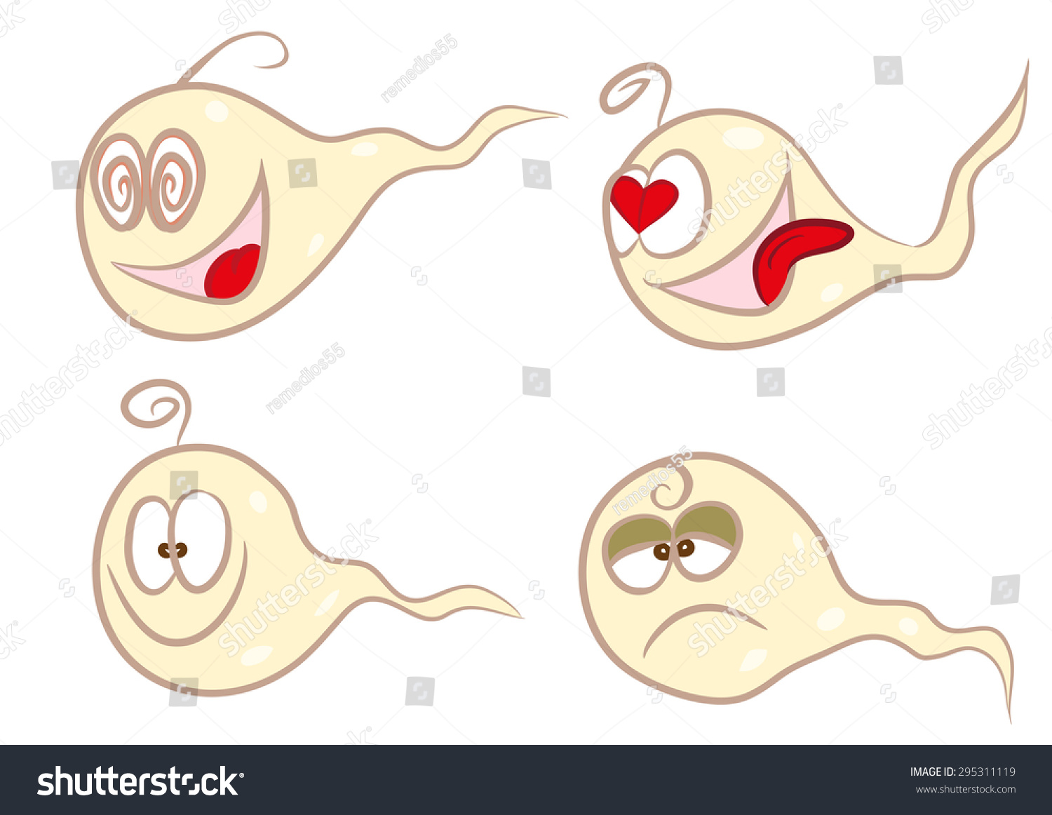 Cartoon Sperm Different Emotions Stock Vector Royalty Free 295311119 Shutterstock 3123