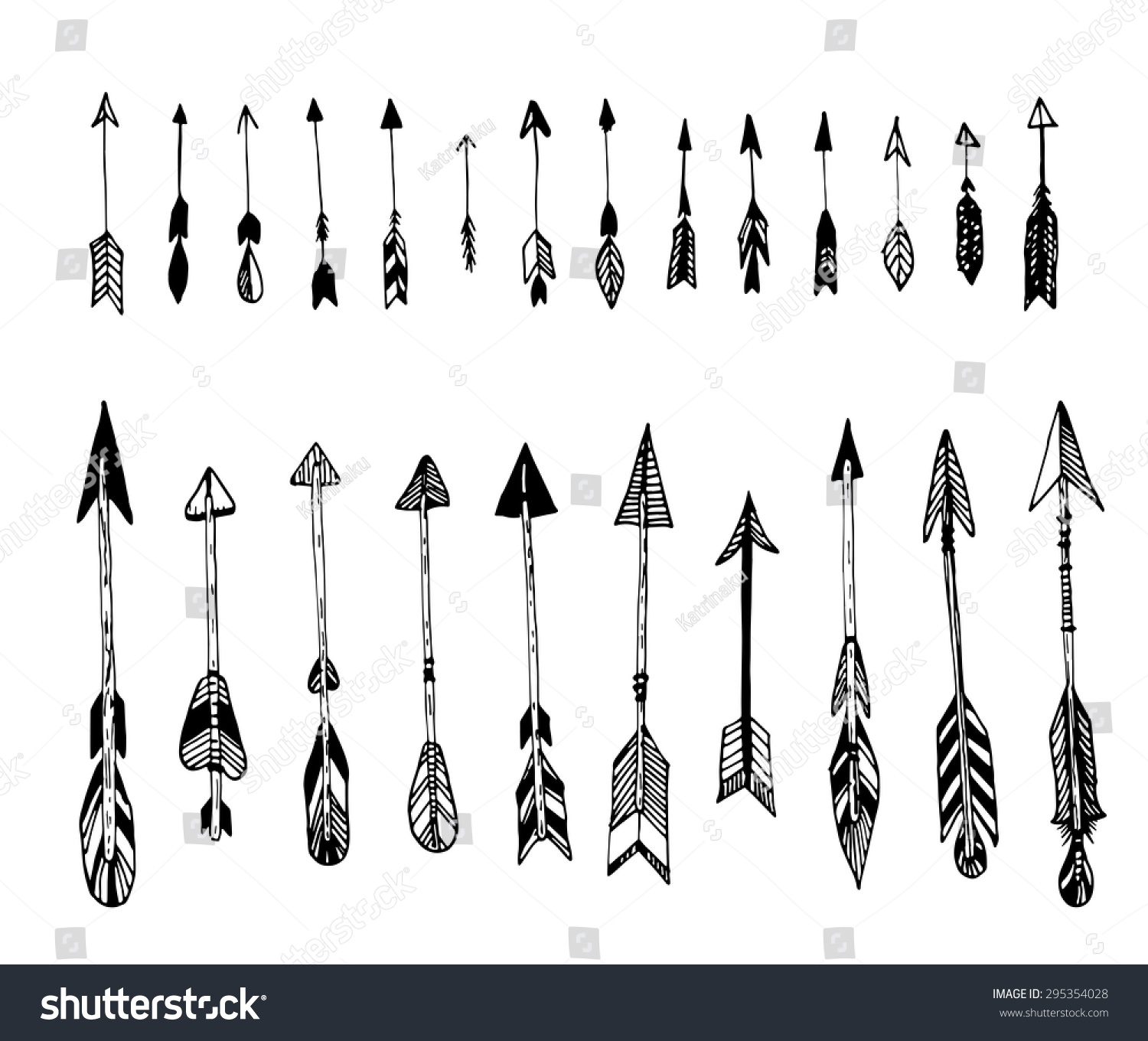 Set Hand Drawn Vector Arrows Ethnic Stock Vector (Royalty Free ...