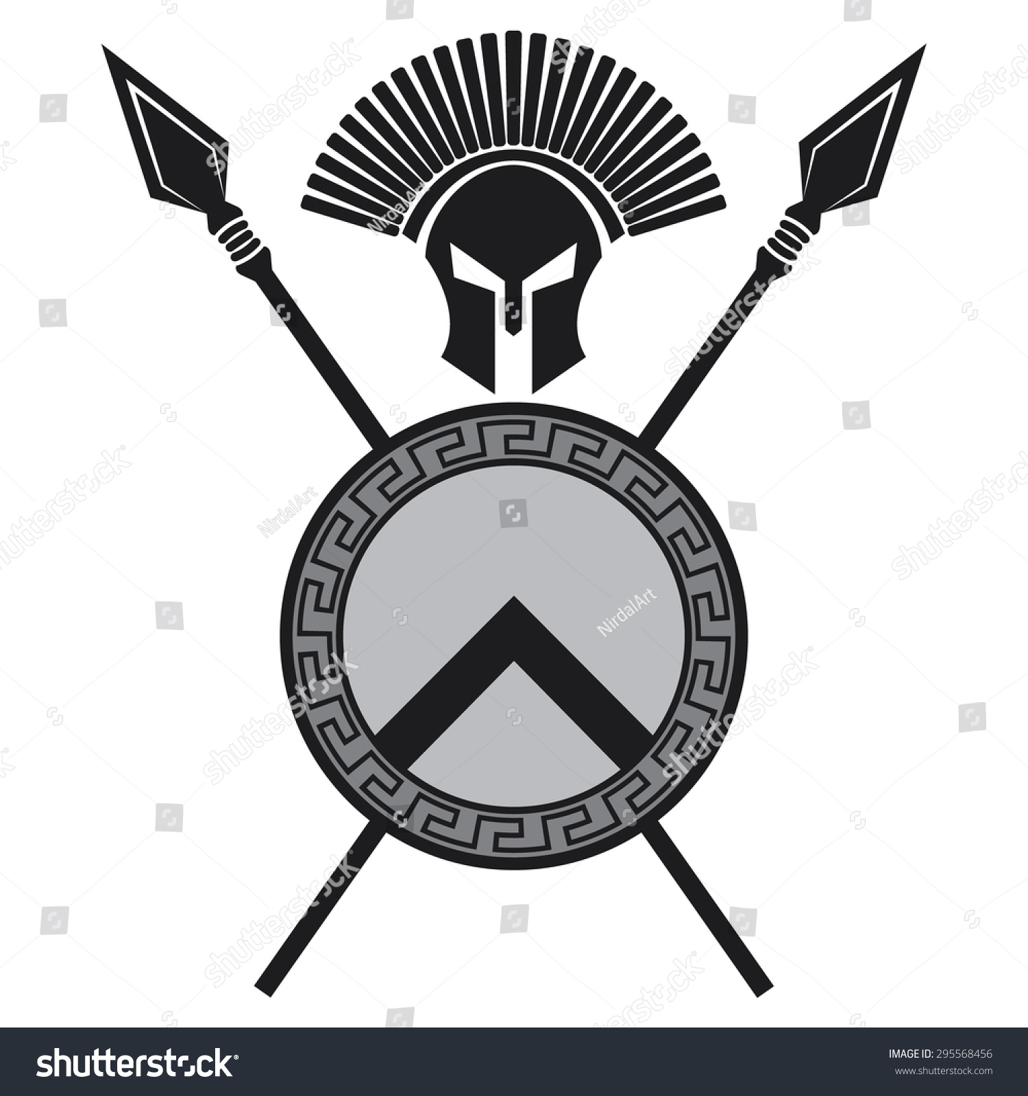 Спартанский щит,шлем и копья