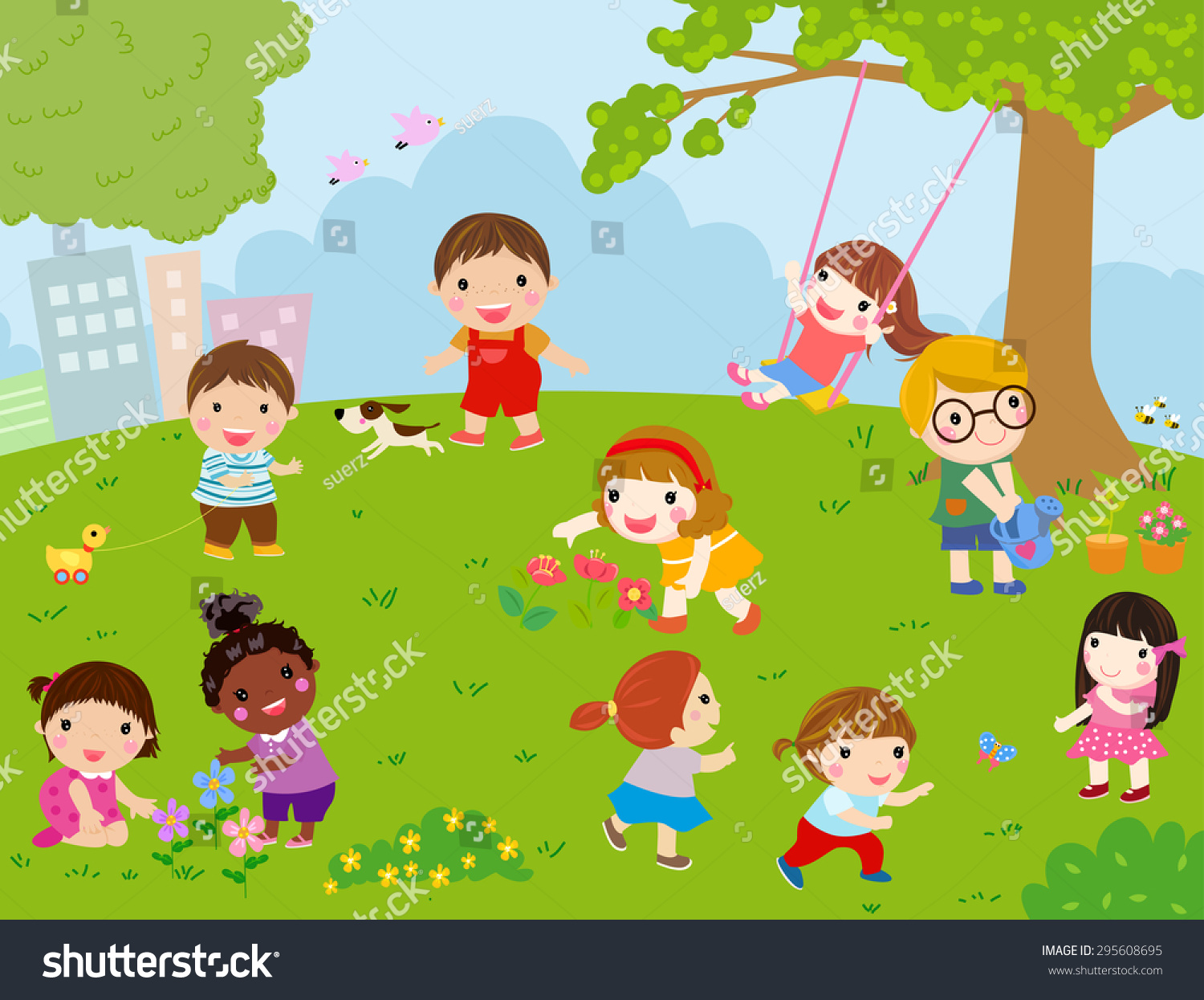 Kids Playing Stock Vector (Royalty Free) 295608695 | Shutterstock