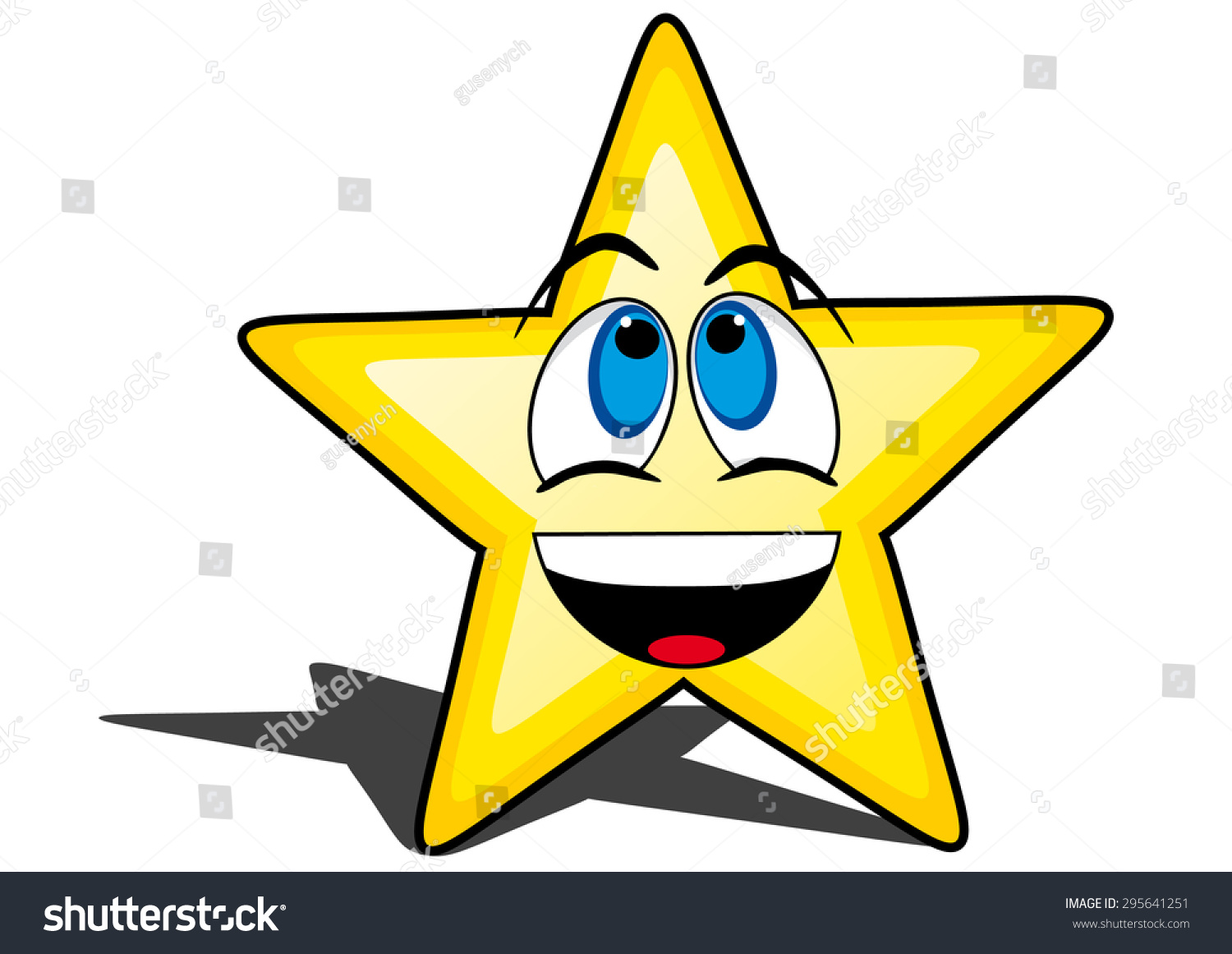 Glossy Cartoon Star Smiley Face Emoticon Stock Vector (Royalty Free ...