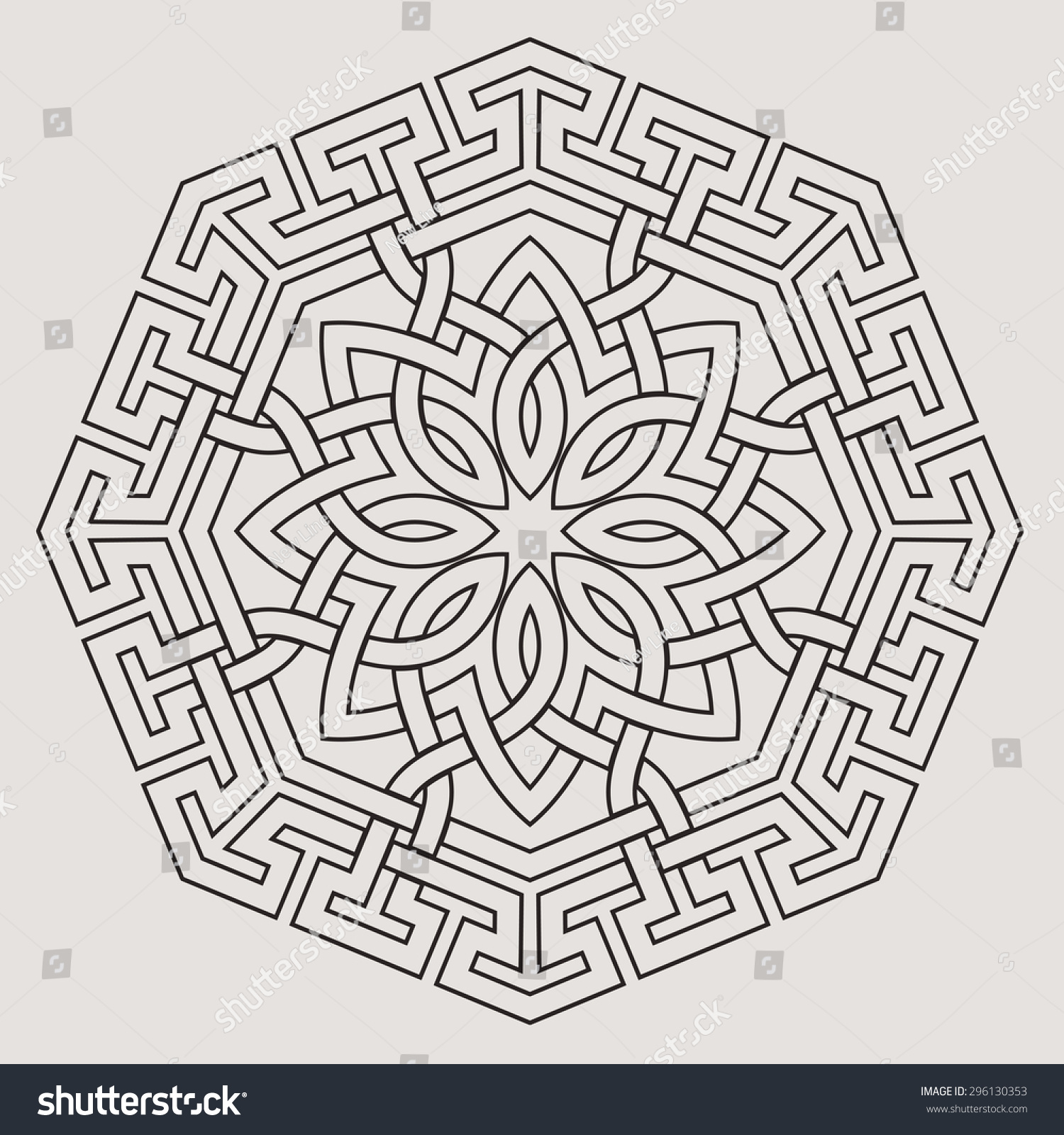 Eight Pointed Circular Abstract Floral Pattern Stock Vector (Royalty ...