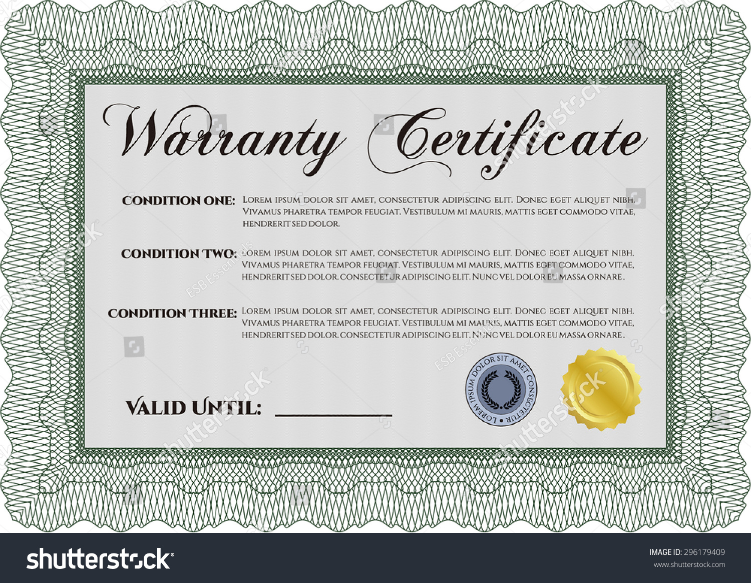 Sample Warranty Certificate Template Background Very Stock Vector ...