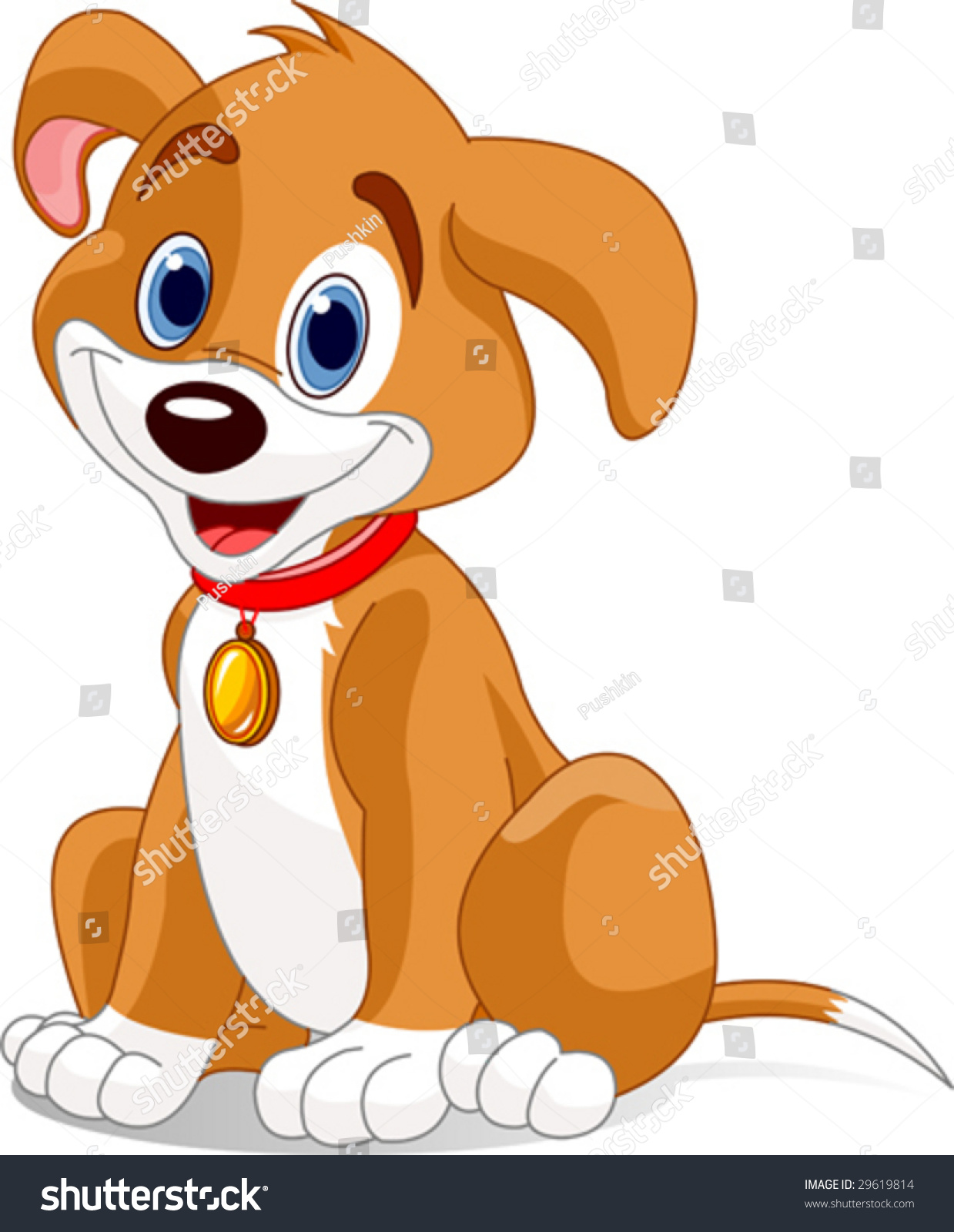 Vector Illustration Cute Dogwearing Red Collar Stock Vector (Royalty ...