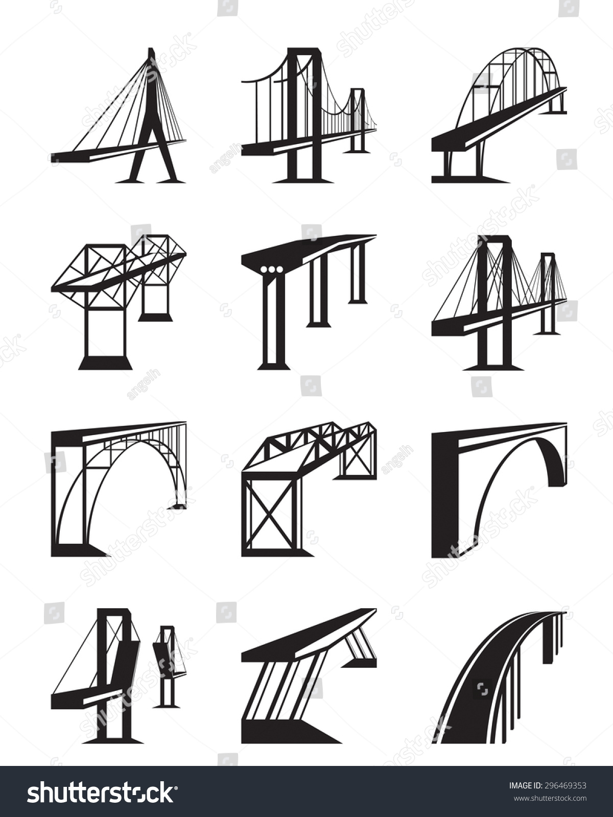 various-types-bridges-perspective-vector-illustration-stock-vector