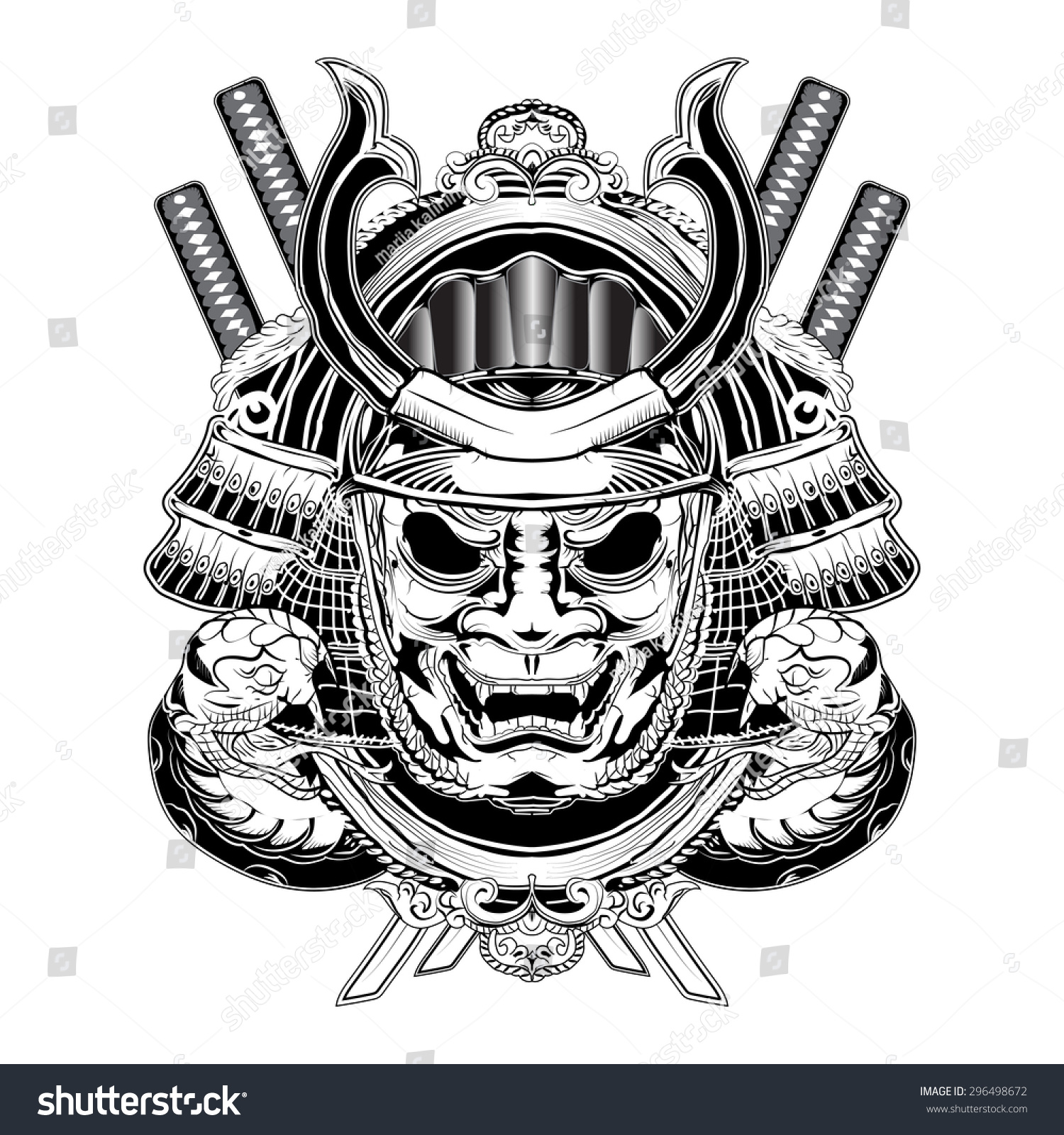 Samurai Mask Snakes Stock Vector (Royalty Free) 296498672 | Shutterstock