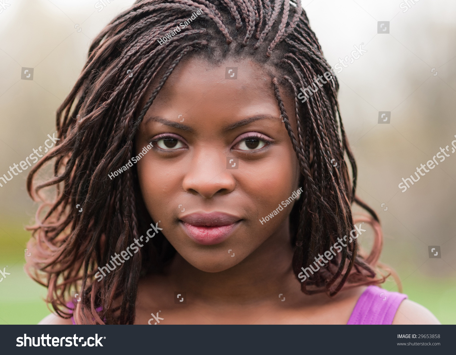 Tight Headshot Lovely African Woman Outdoors Stock Photo 29653858 ...