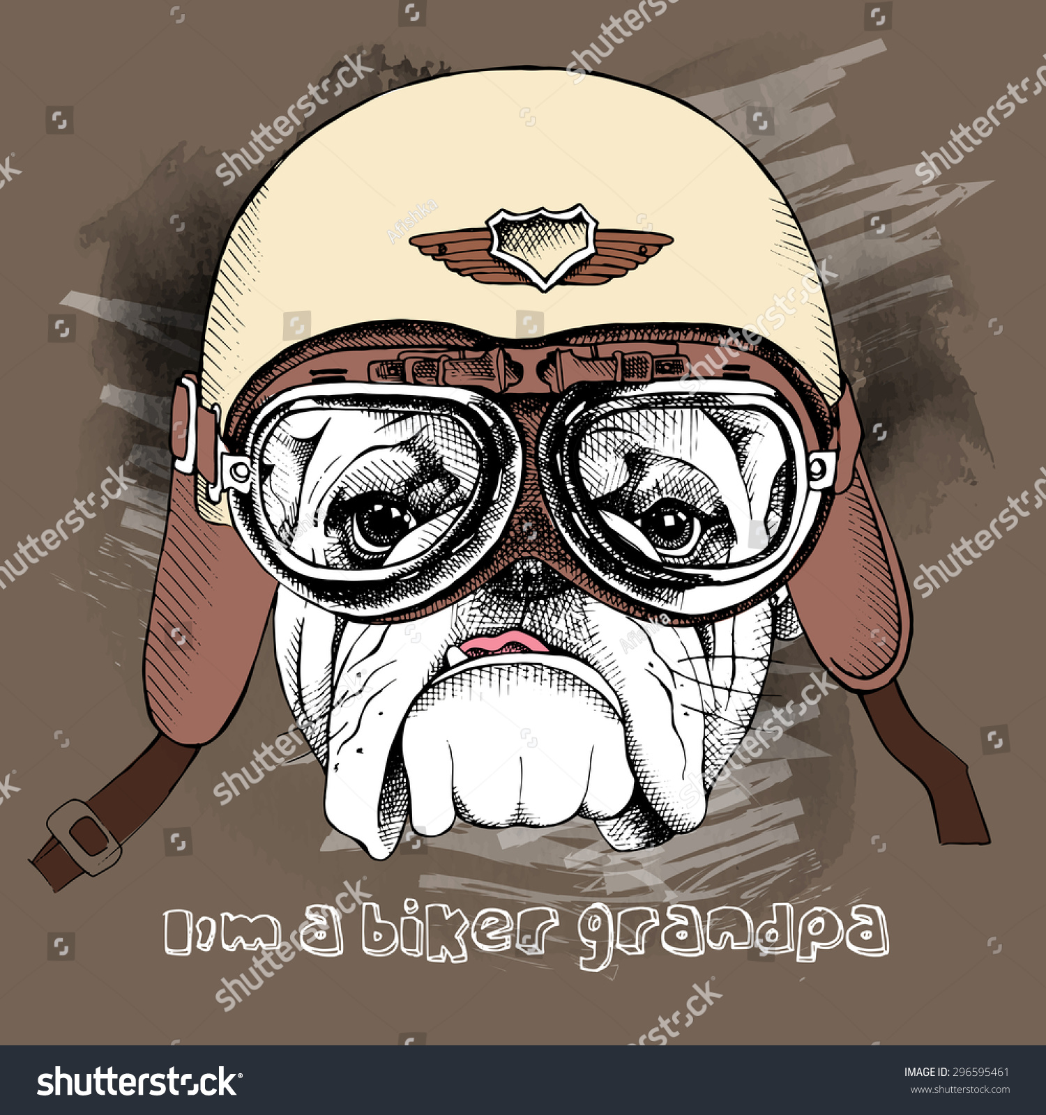 Portrait Dog Retro Motorcyclist Helmet Vector Stock Vector (Royalty ...