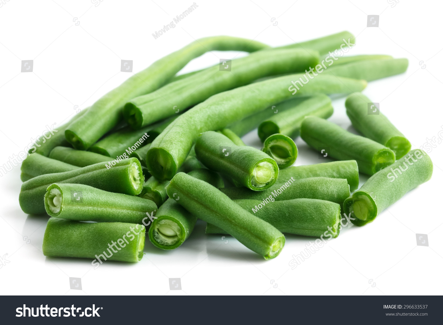 381 Fine Beans Cut Images Stock Photos Vectors Shutterstock   Stock Photo Whole French Green String Beans Cut And Isolated On White 296633537 