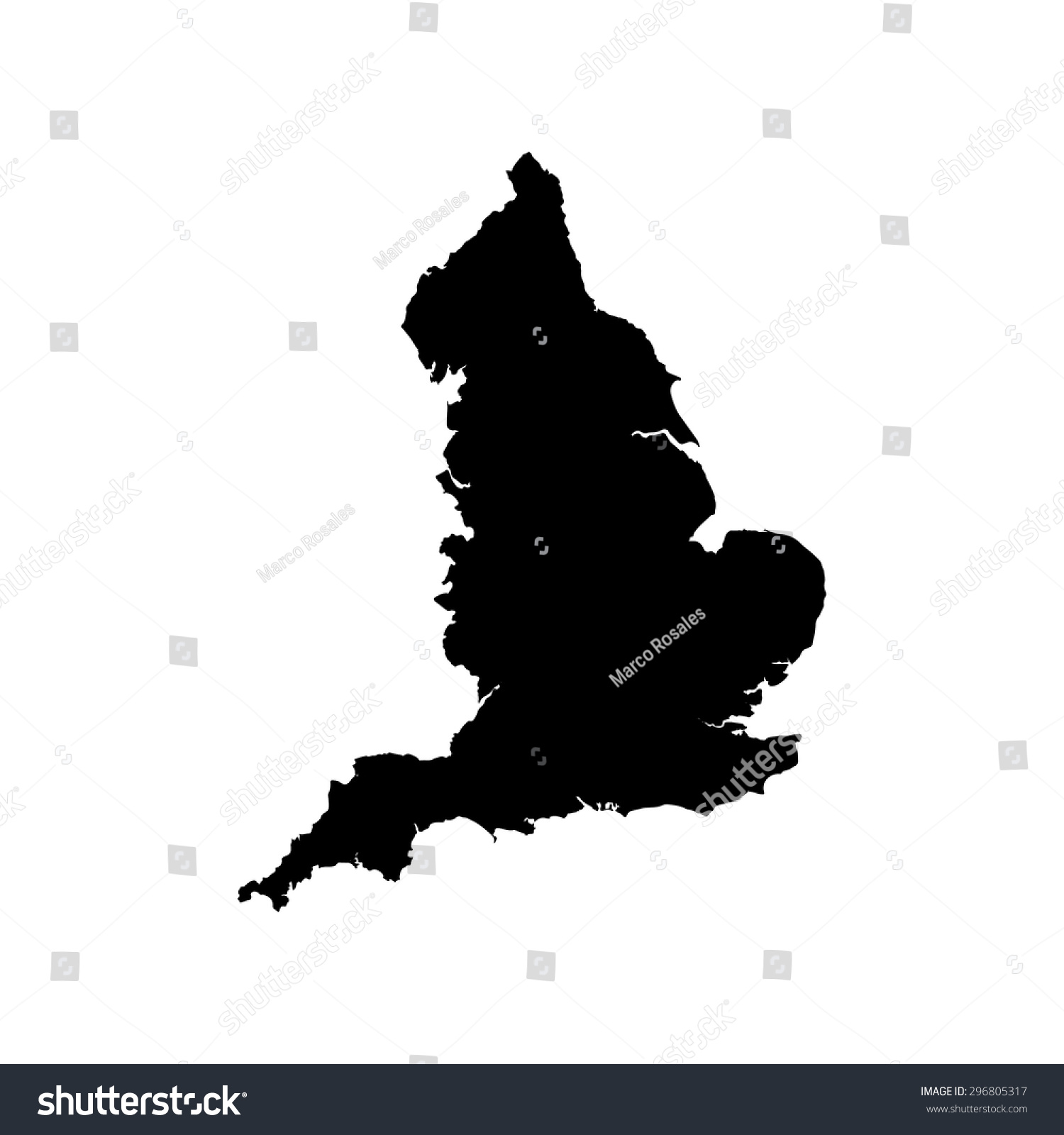 England Black Vector Map Flat Design Stock Vector (Royalty Free ...