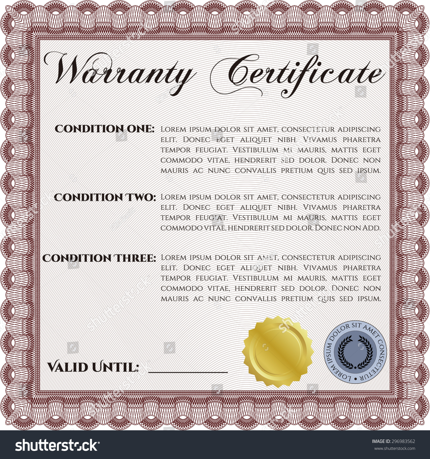 Warranty Certificate Complex Border Design Complex Stock Vector ...