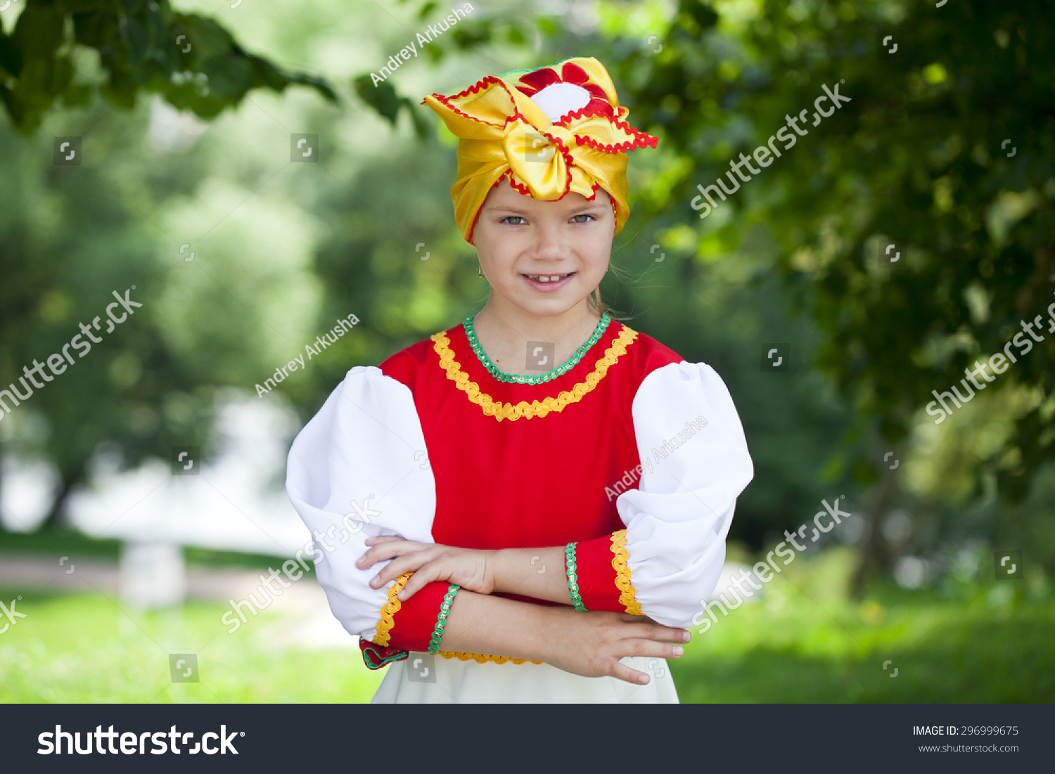 Close Little Girl Dressed Russian National Stock Photo 296999675 ...