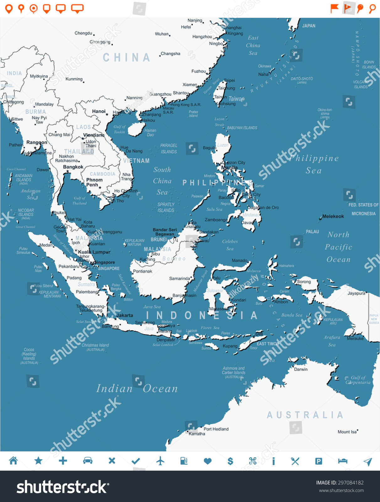 Southeast Asia Map Navigation Labels Illustration Stock Vector (Royalty ...