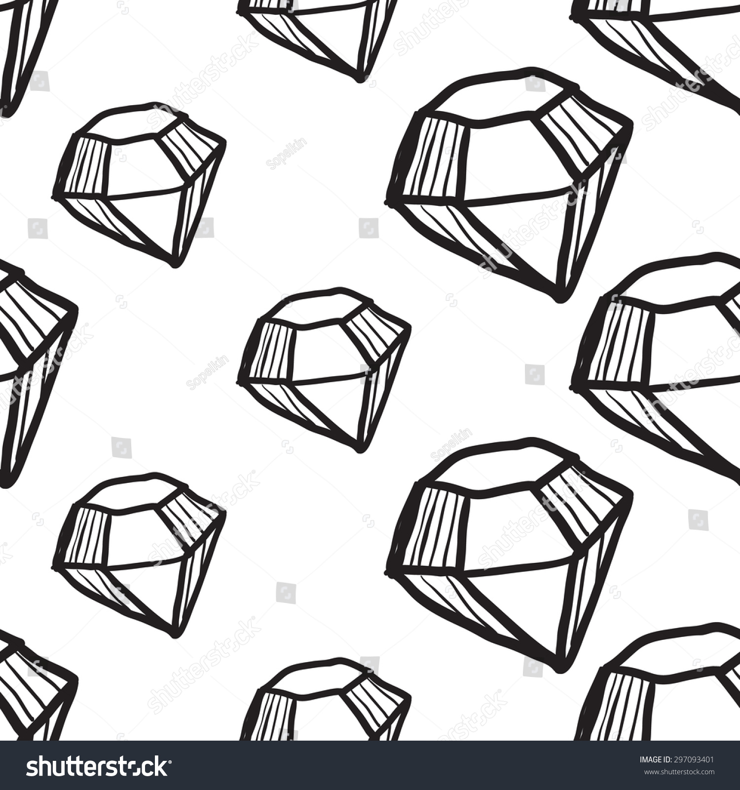 Black Outline Hand Drawn Vector Diamond Stock Vector (Royalty Free